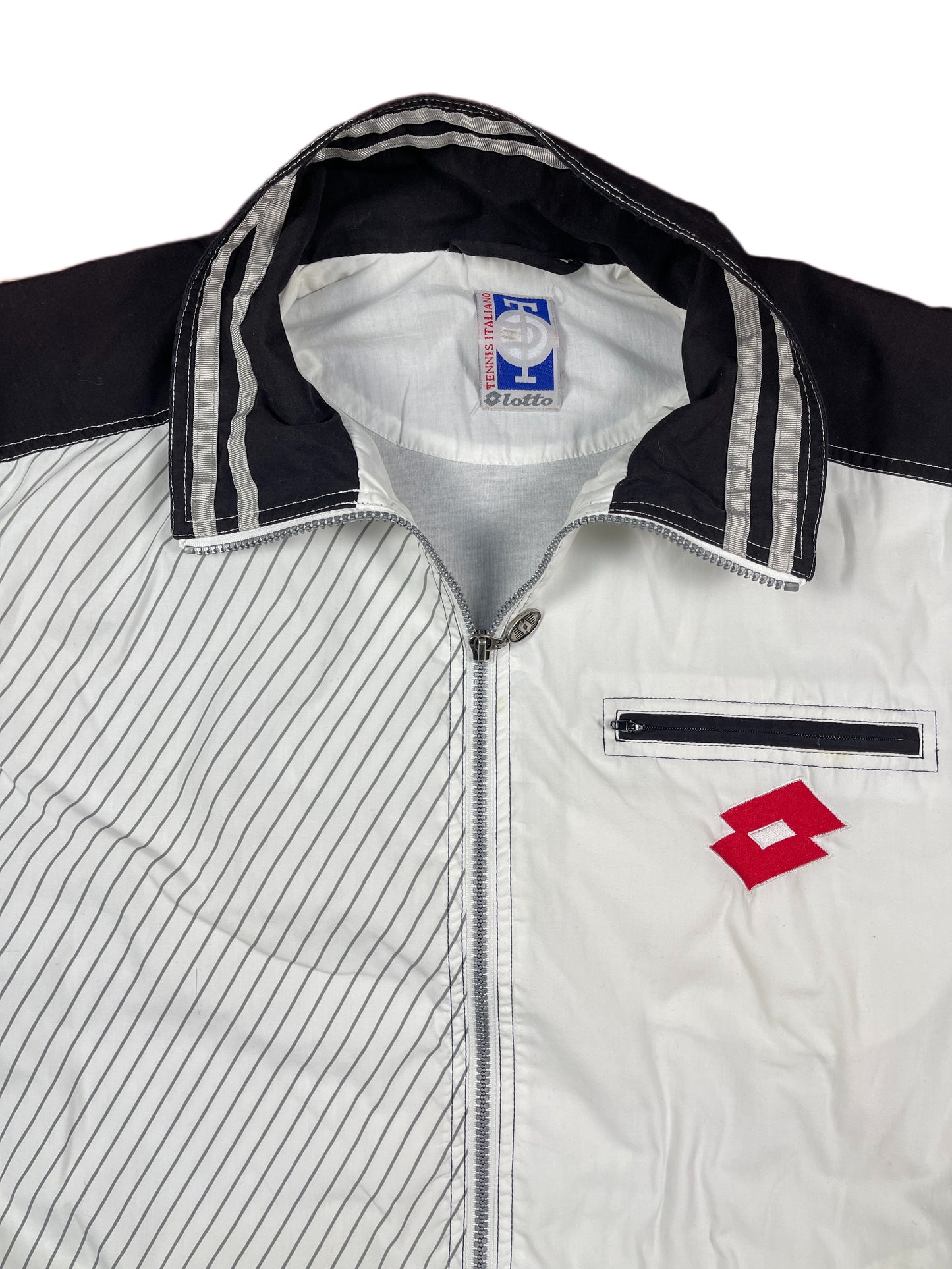 Vintage Lotto Track Jacket White Black - M