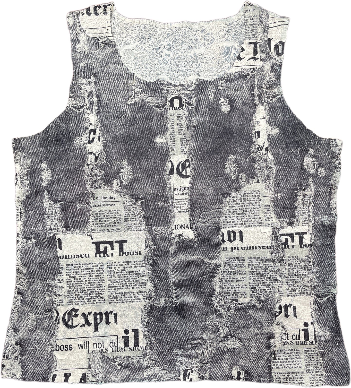 Y2K Sleeveless Top Gray Synthetic L