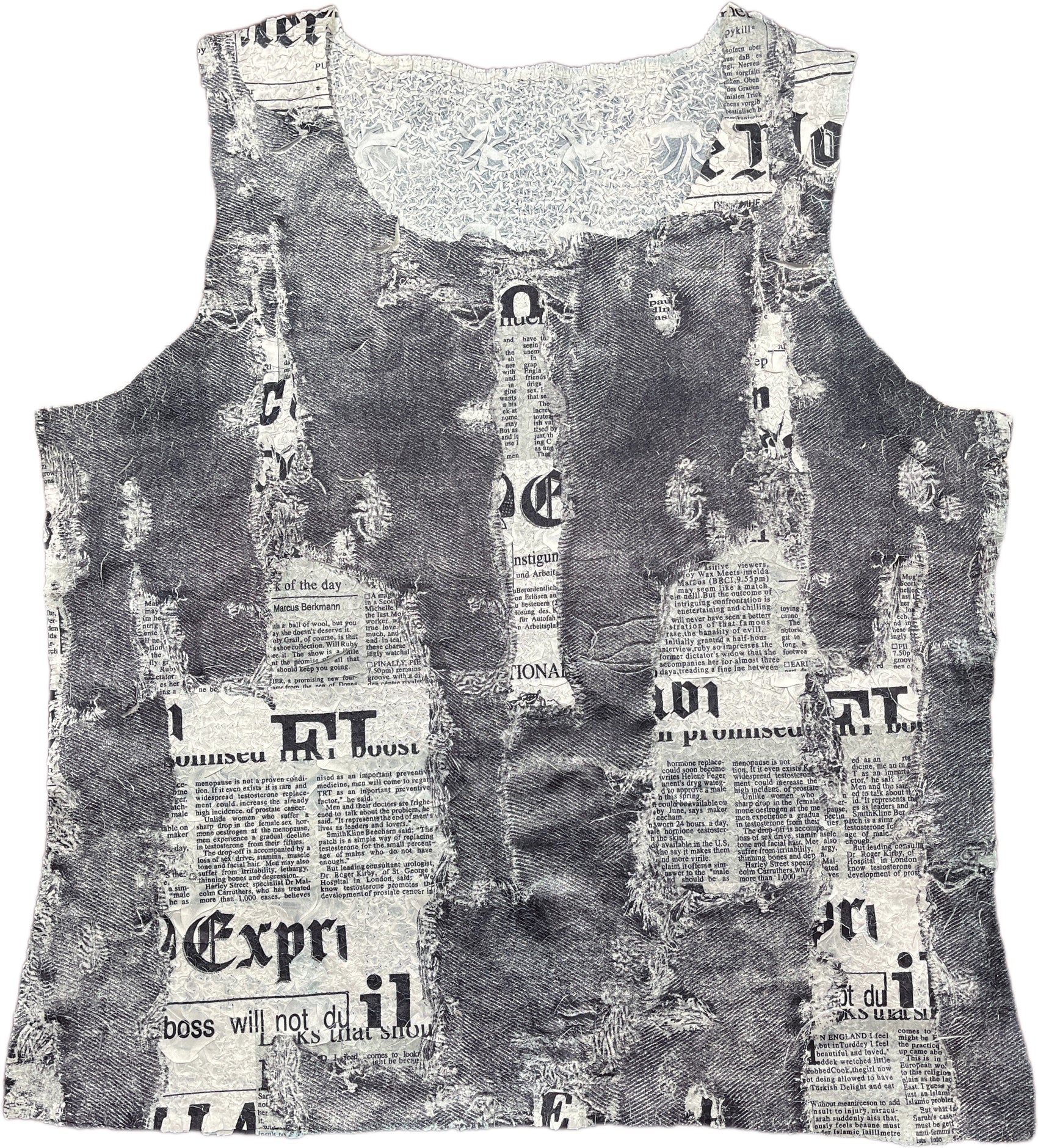 Y2K Sleeveless Top Gray Synthetic L