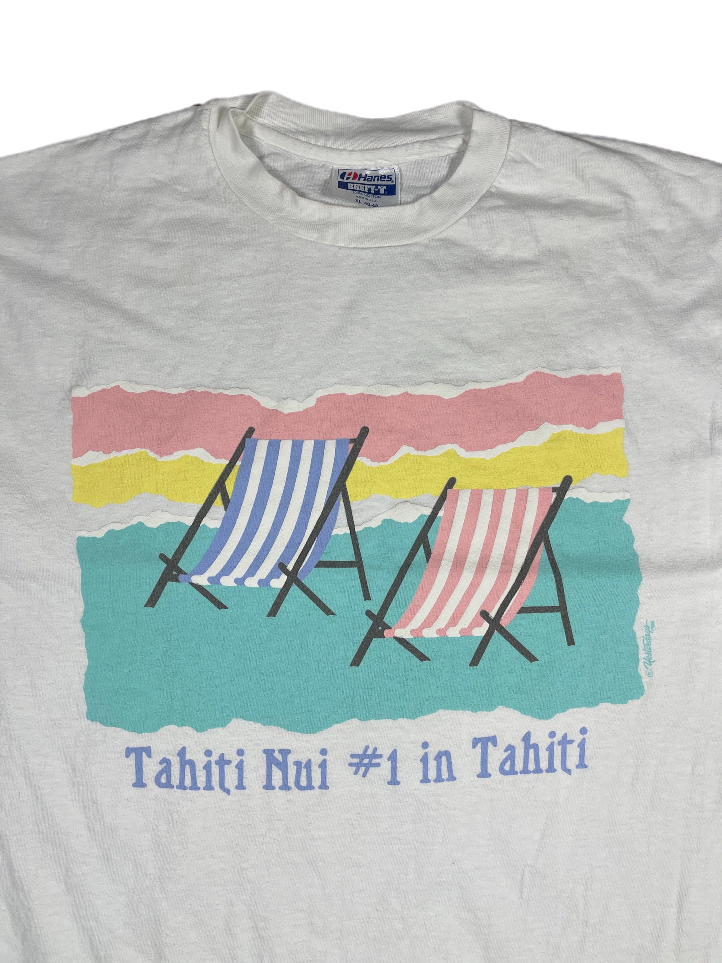 Vintage Hanes Tahiti T-Shirt White - XL