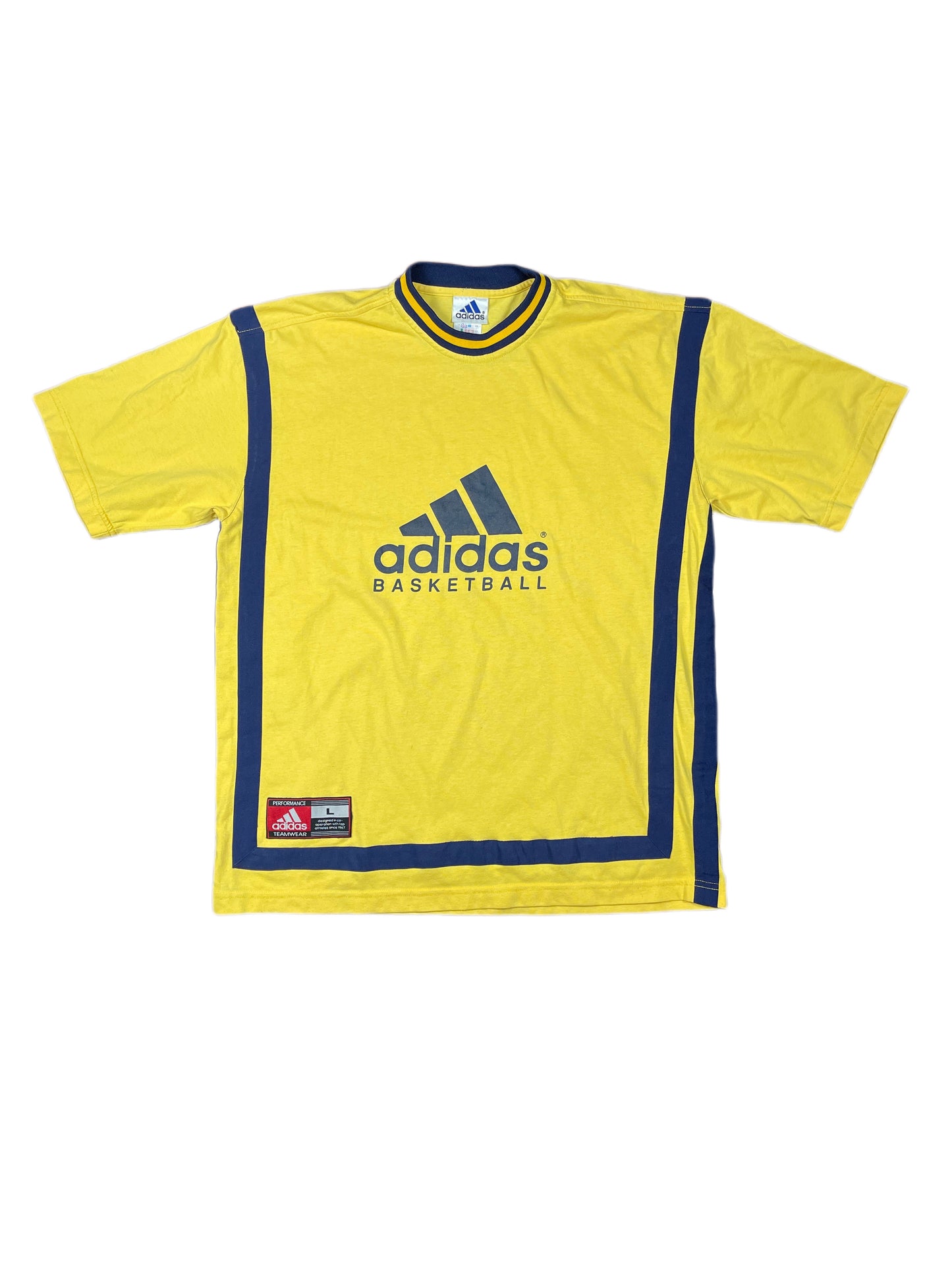 Vintage Adidas Basketball T-Shirt Yellow - L