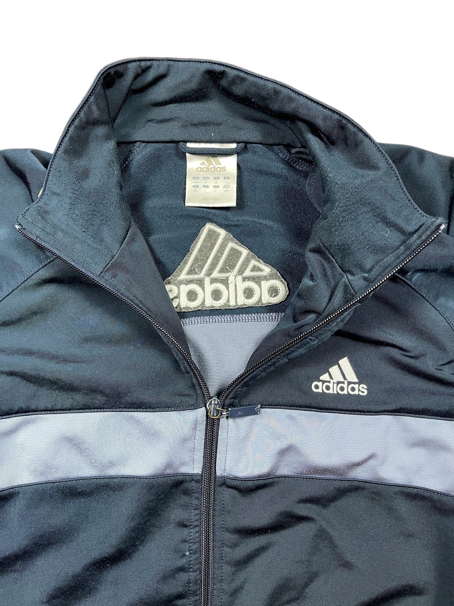 Y2k Adidas 2007 Sport Jacket Gray Navy - M/L