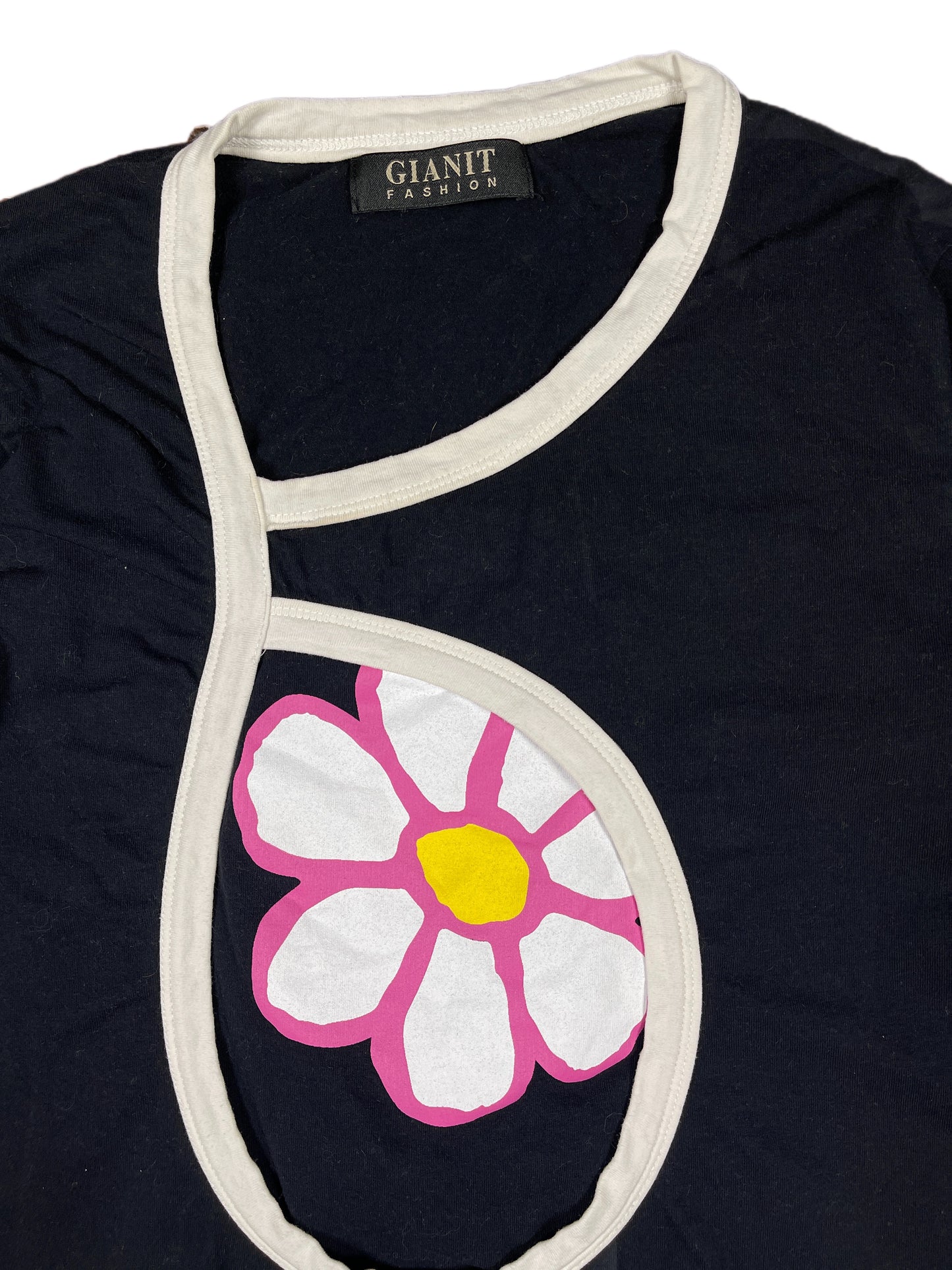 Y2k Gianit Flower Long Sleeve Top Black - S