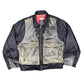 Vintage Kudsak Leather Patch Bomber Jacket Black Brown - XL
