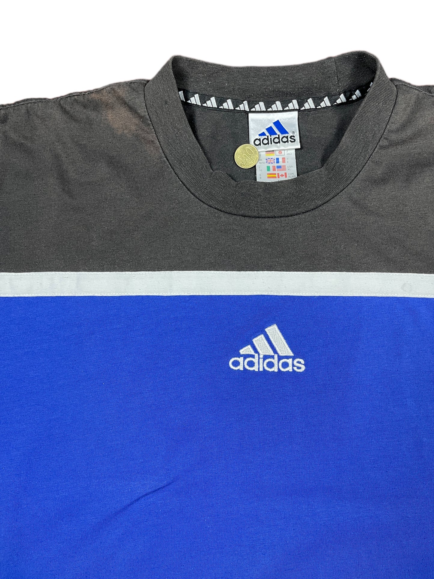 Vintage Adidas T-Shirt Blue Black - XXL