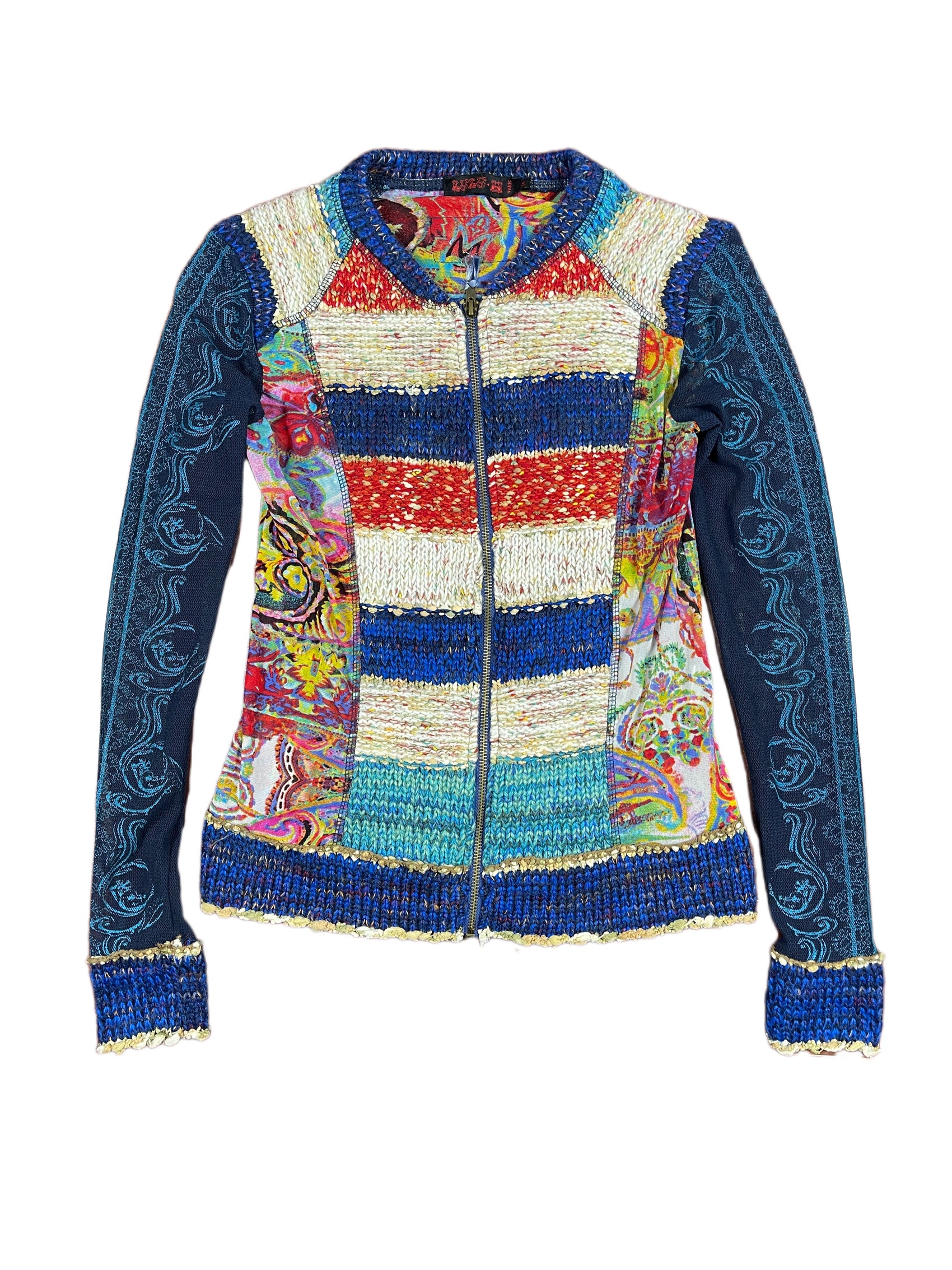 Y2k Lulu. M Knitted Mesh Zip Sweatshirt Multicolor - S