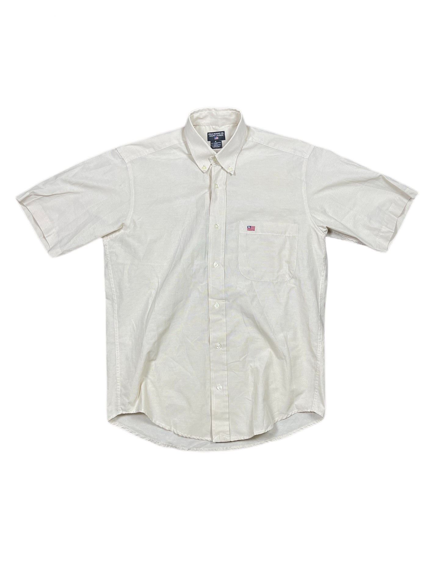 Vintage Polo Ralph LaurenShort Sleeve Shirt Checkered Yellow White - M