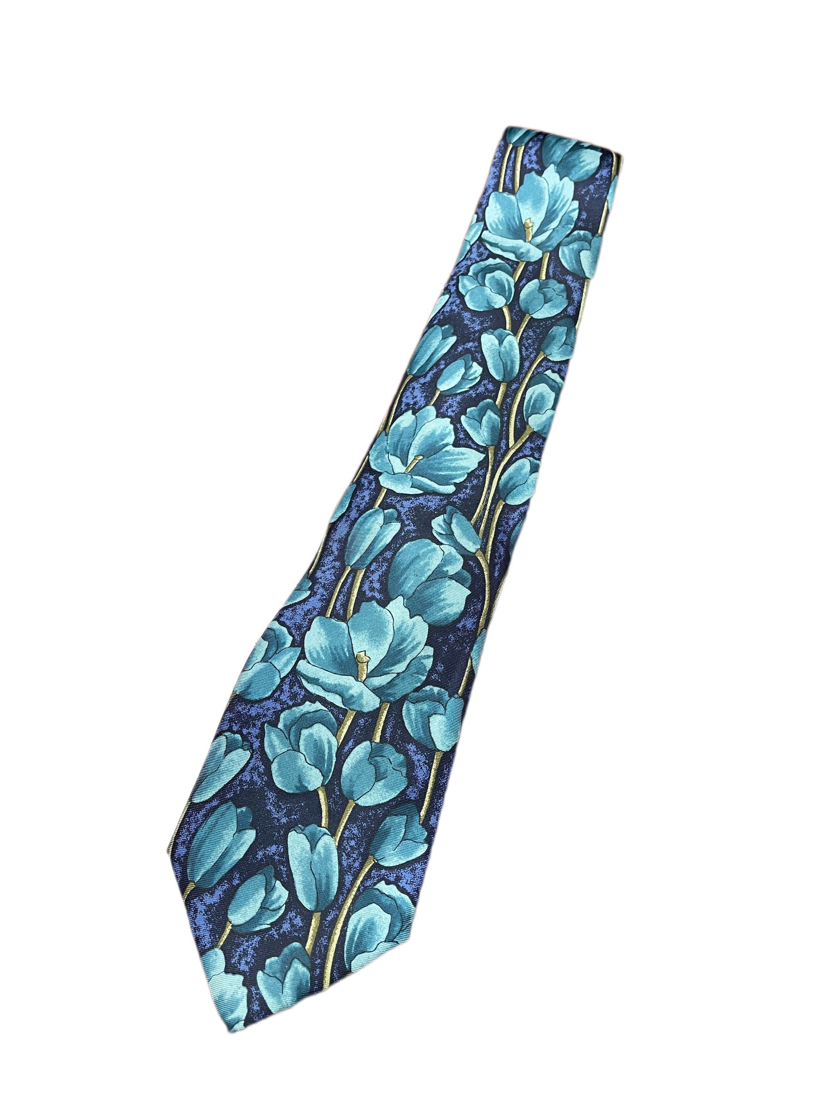 Brice Silk Tie Flowers Turquoise Blue