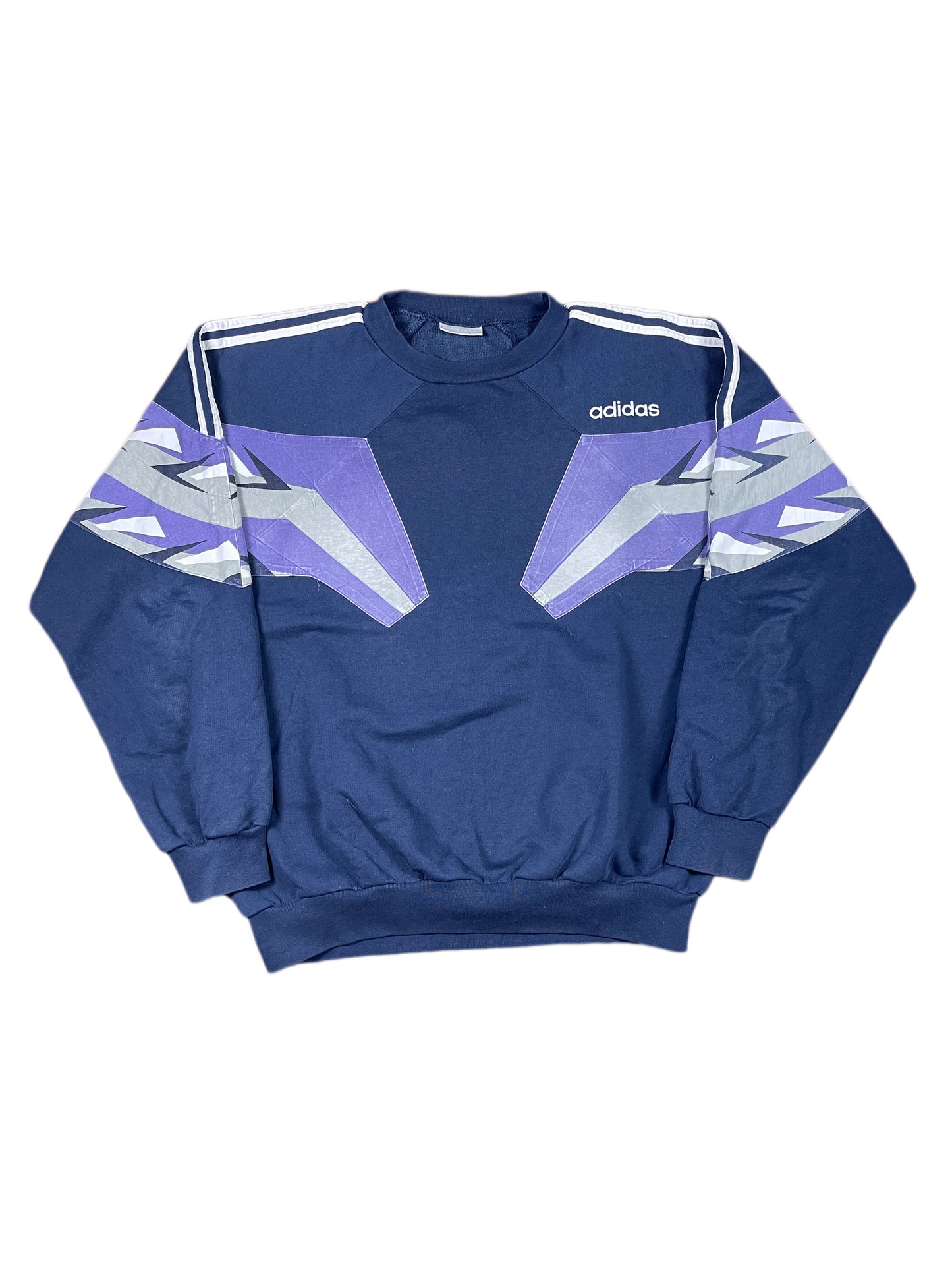 Vintage 1990s Adidas Sweatshirt Navy Purple XL