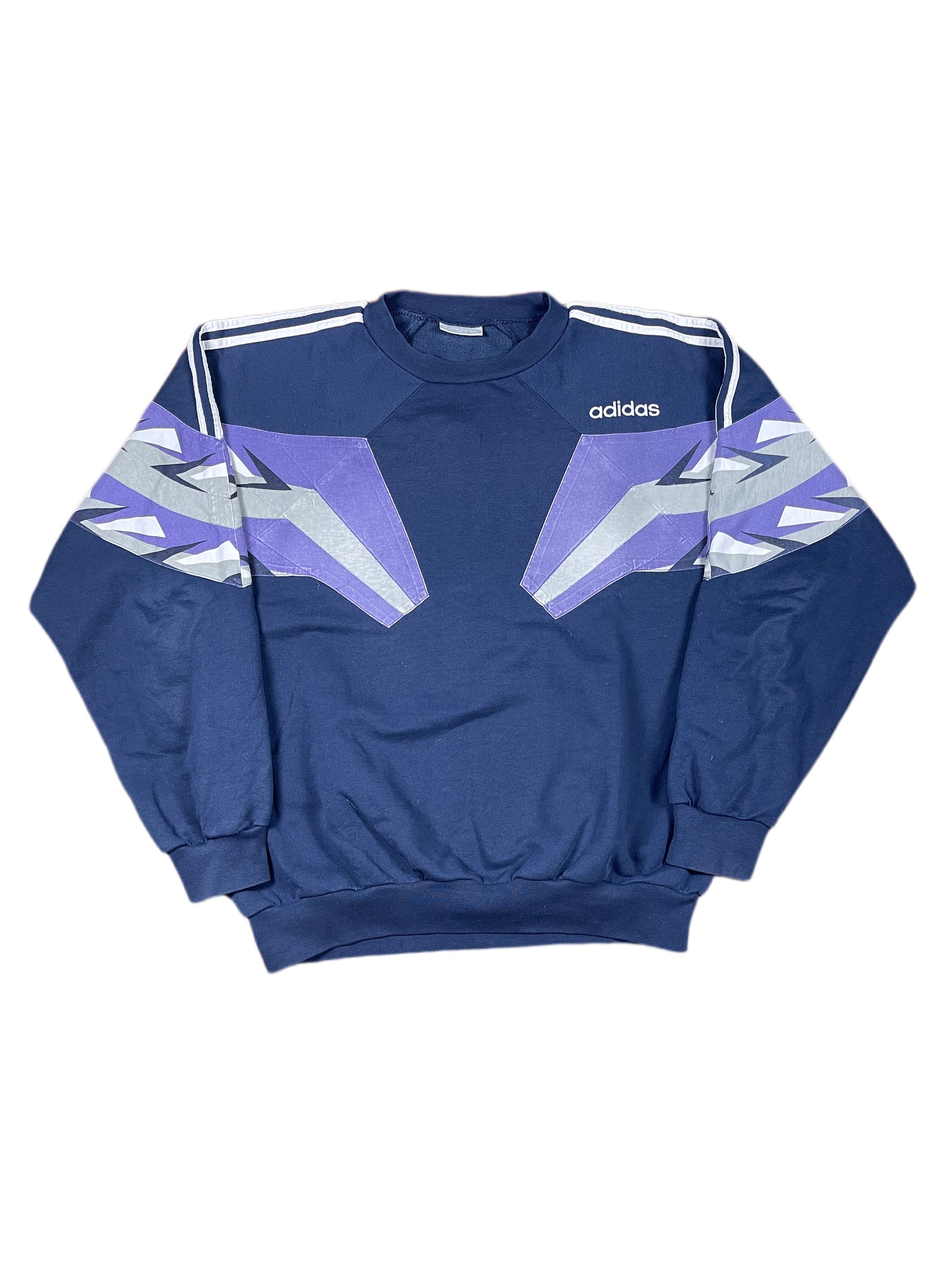 Vintage 1990s Adidas Sweatshirt Navy Purple XL