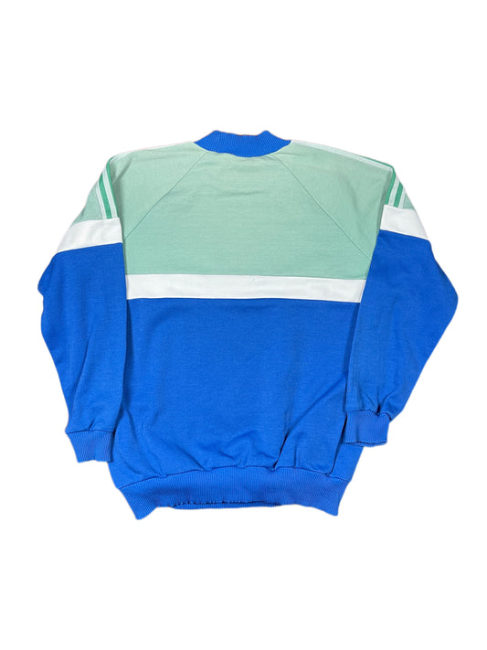 Vintage 80s Adidas Sport Sweatshirt Blue Green - S