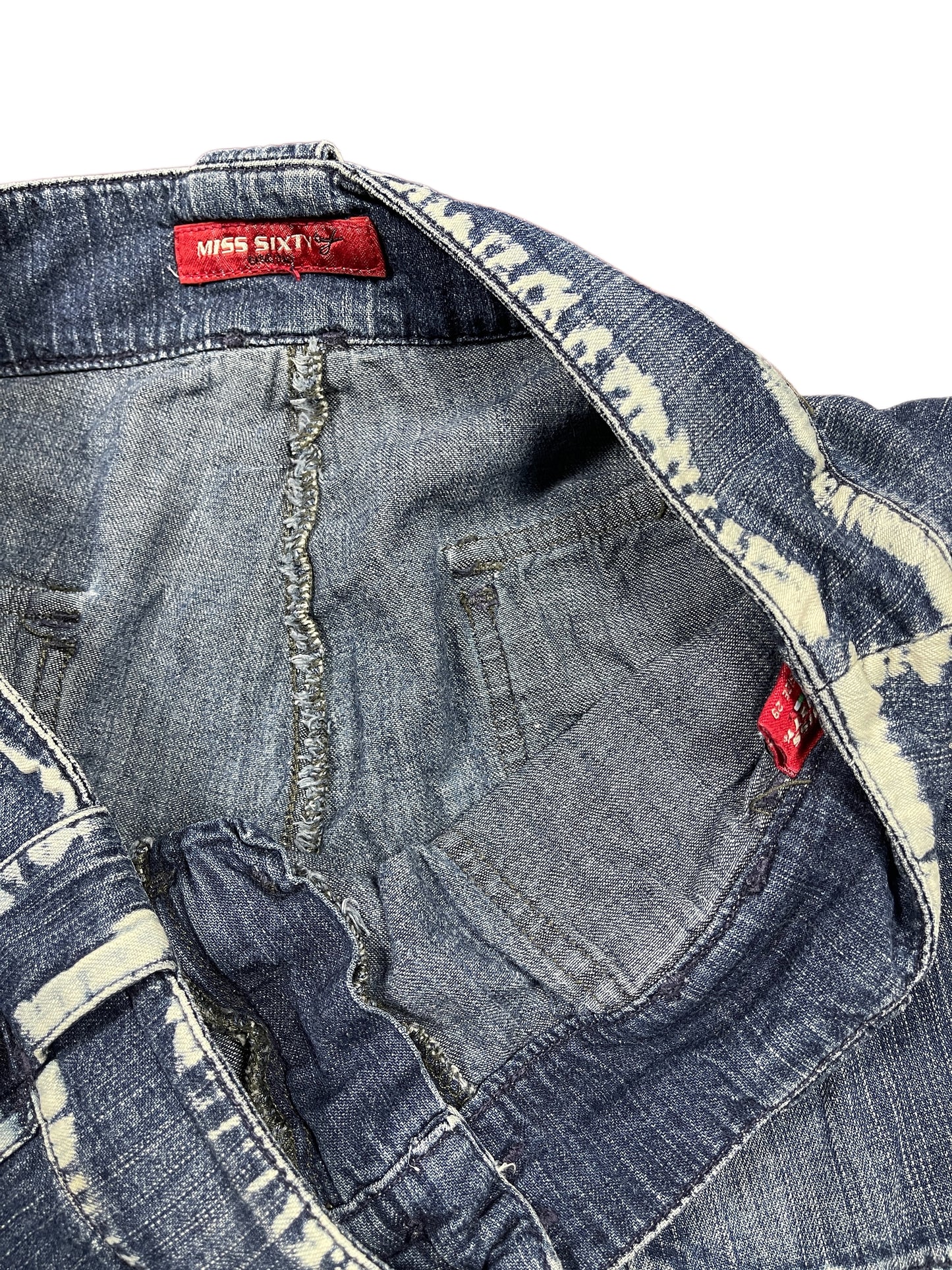 Y2k Miss Sixty Low Waist Flared Denim Pants Blue White - M/L