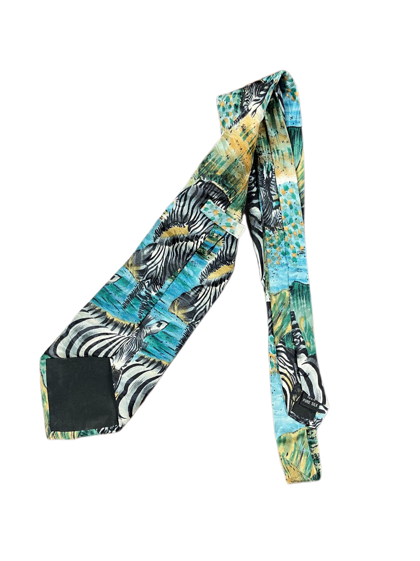 Vintage Zebra Tie Silk Blue