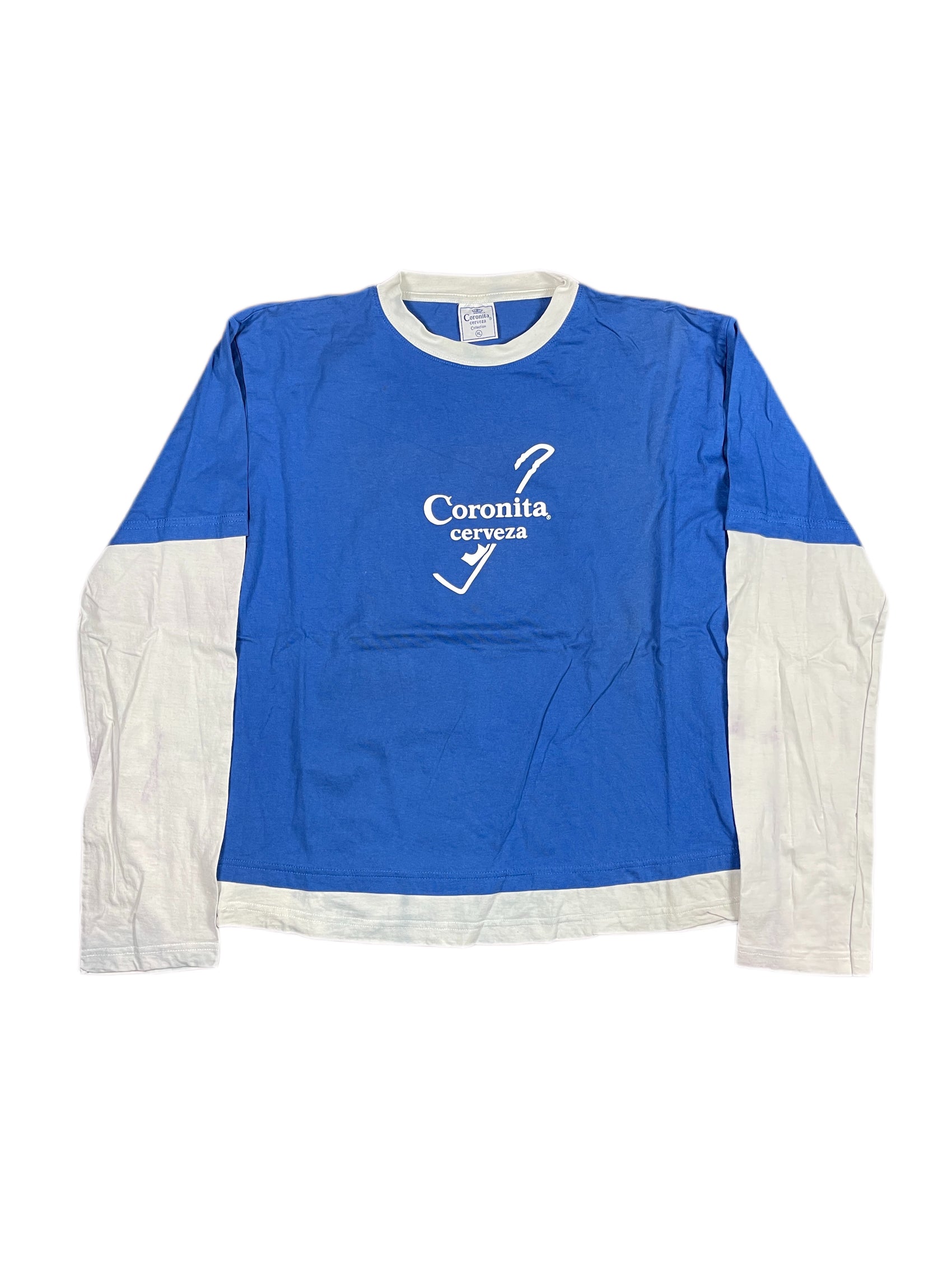 Vintage Corona Beer Longsleeve Blue White - XL