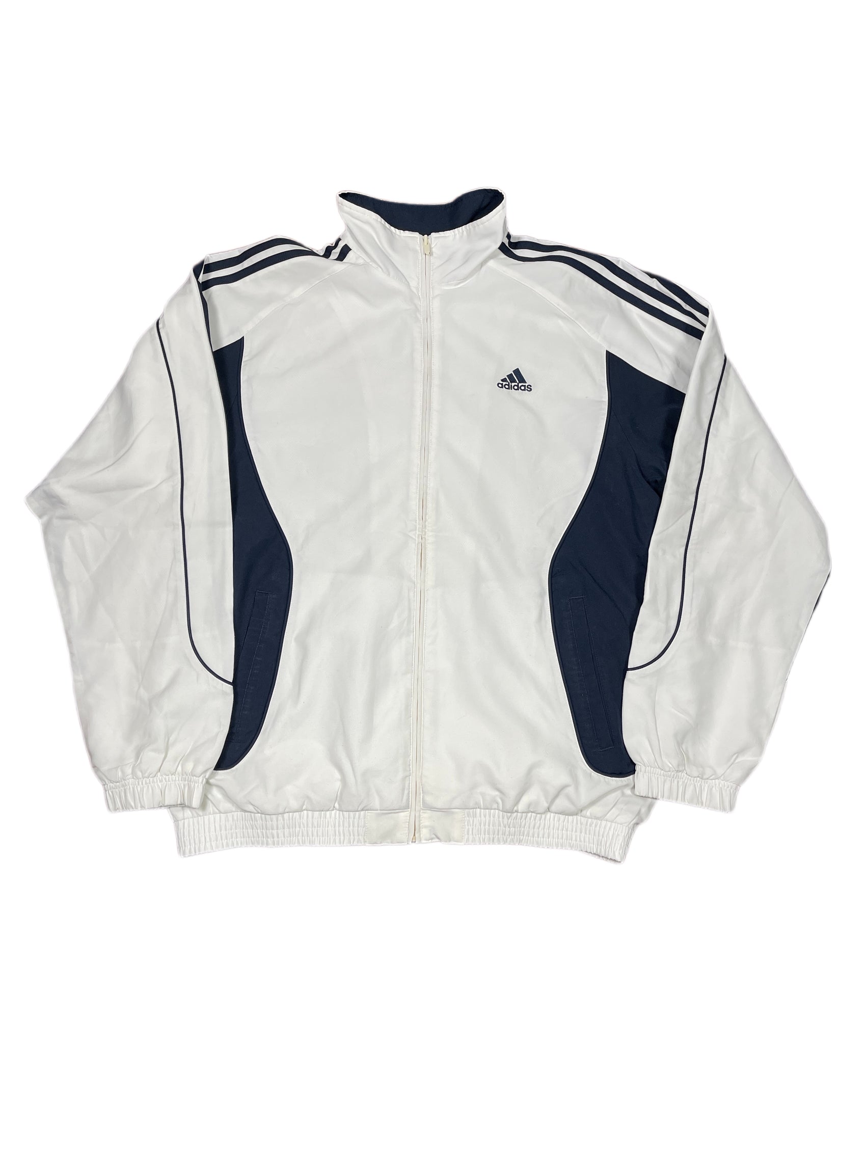 Y2k Adidas 2008 Sport Jacket White Navy - XL
