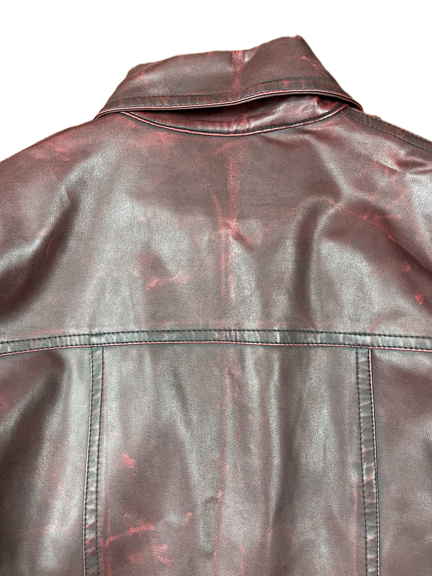 Y2k Emporio Collection Vegan Leather Jacket Red Black - L