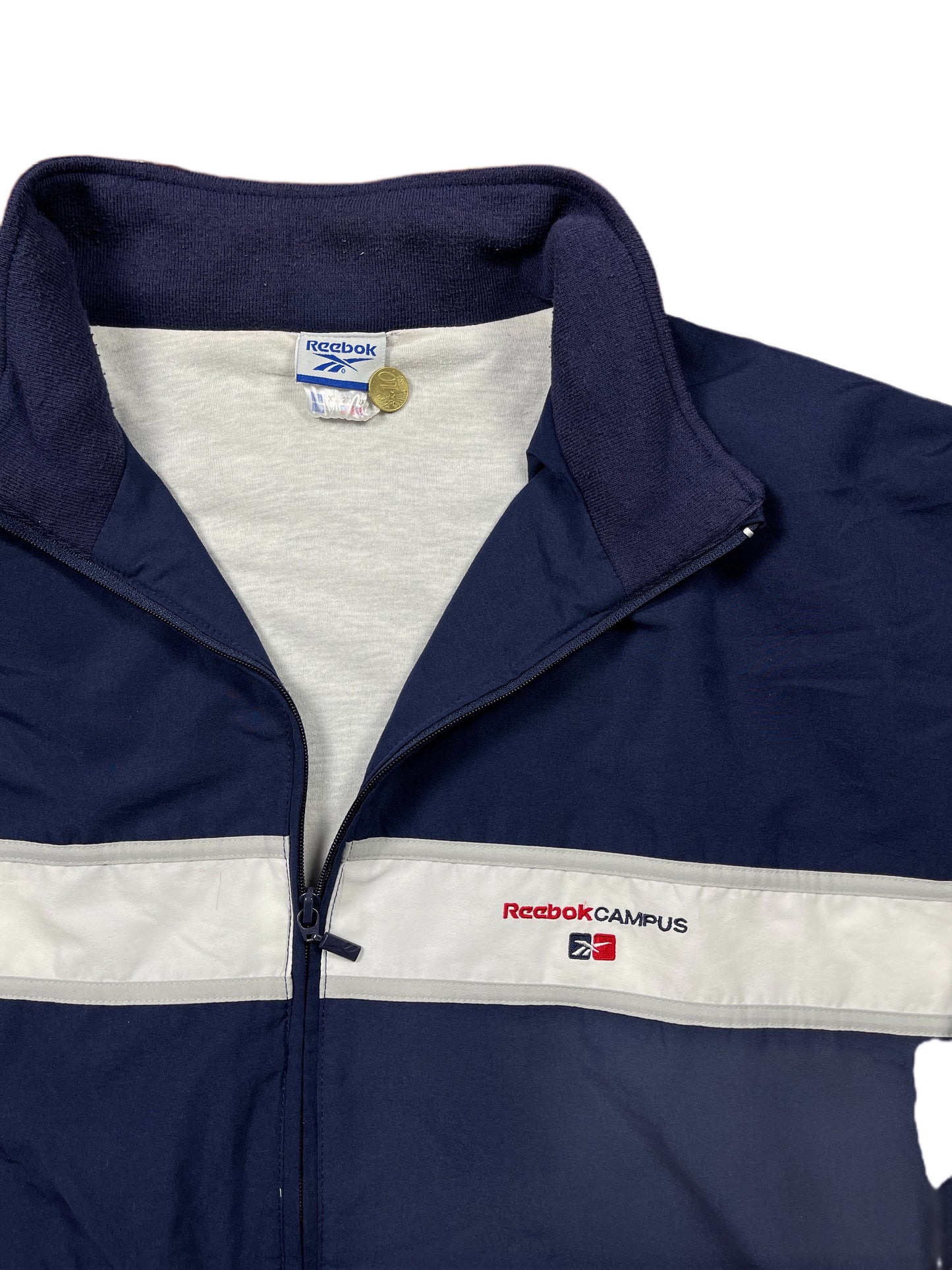 Y2k Reebok Campus Sport Jacket Navy White - XXL
