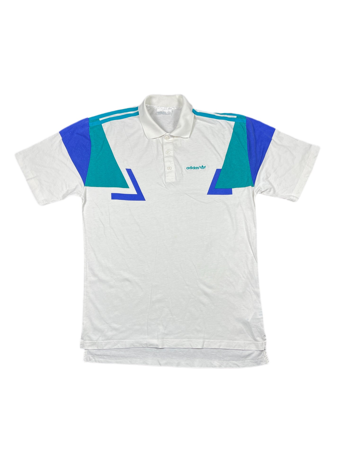 Vintage Adidas 1990s Tennis Polo Shirt White Blue - L