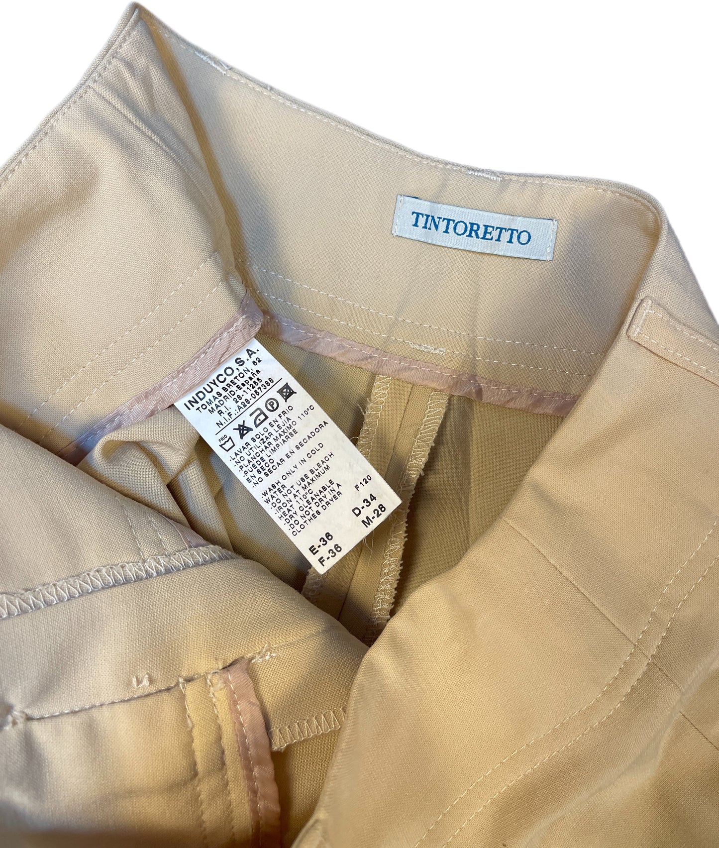 Vintage Tintoretto Flared Pants Beige Polyester Blend XS
