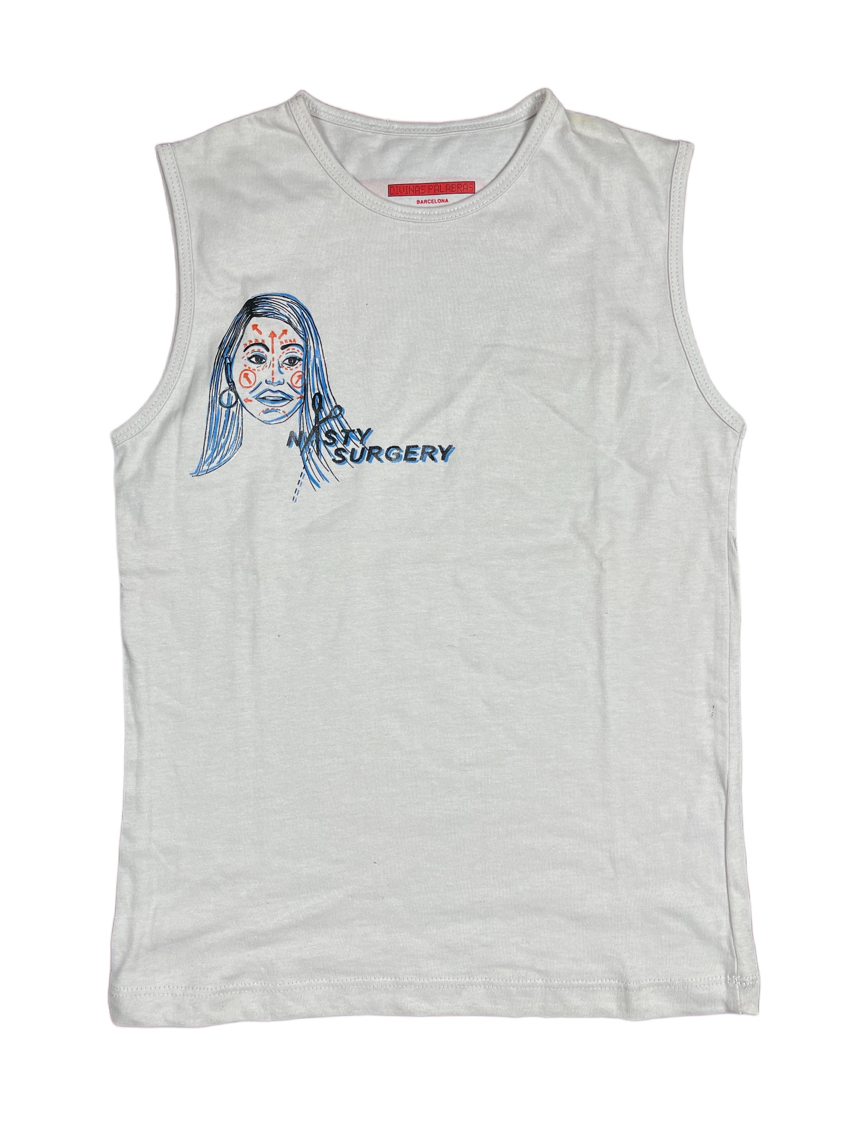 Y2k Divinas Palabras Sleeveless Top Gray Blue - S