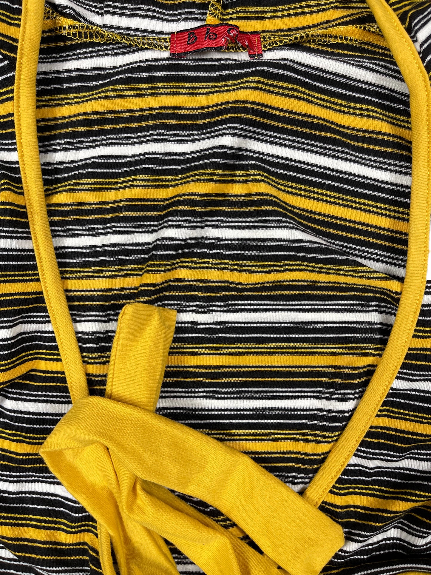 Y2k Long Sleeve Top with Hood Yellow Black - L
