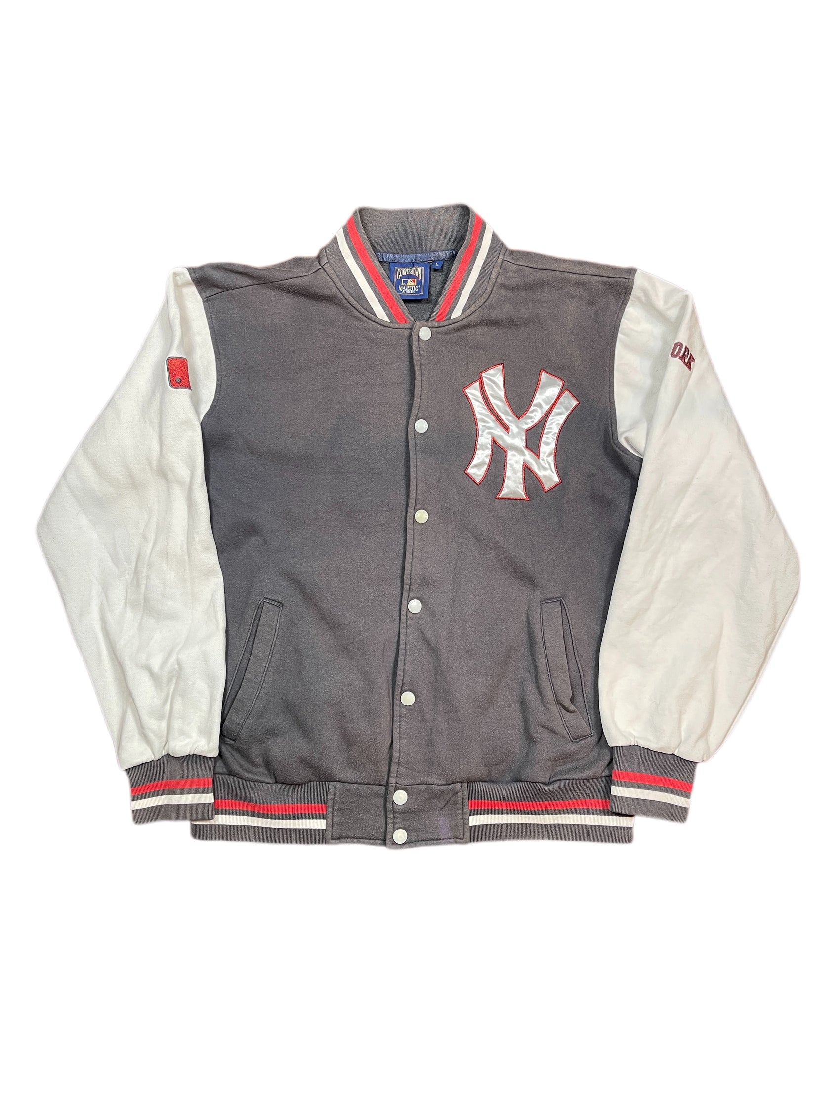 New York Yankees Varsity Jacket Gray White - L
