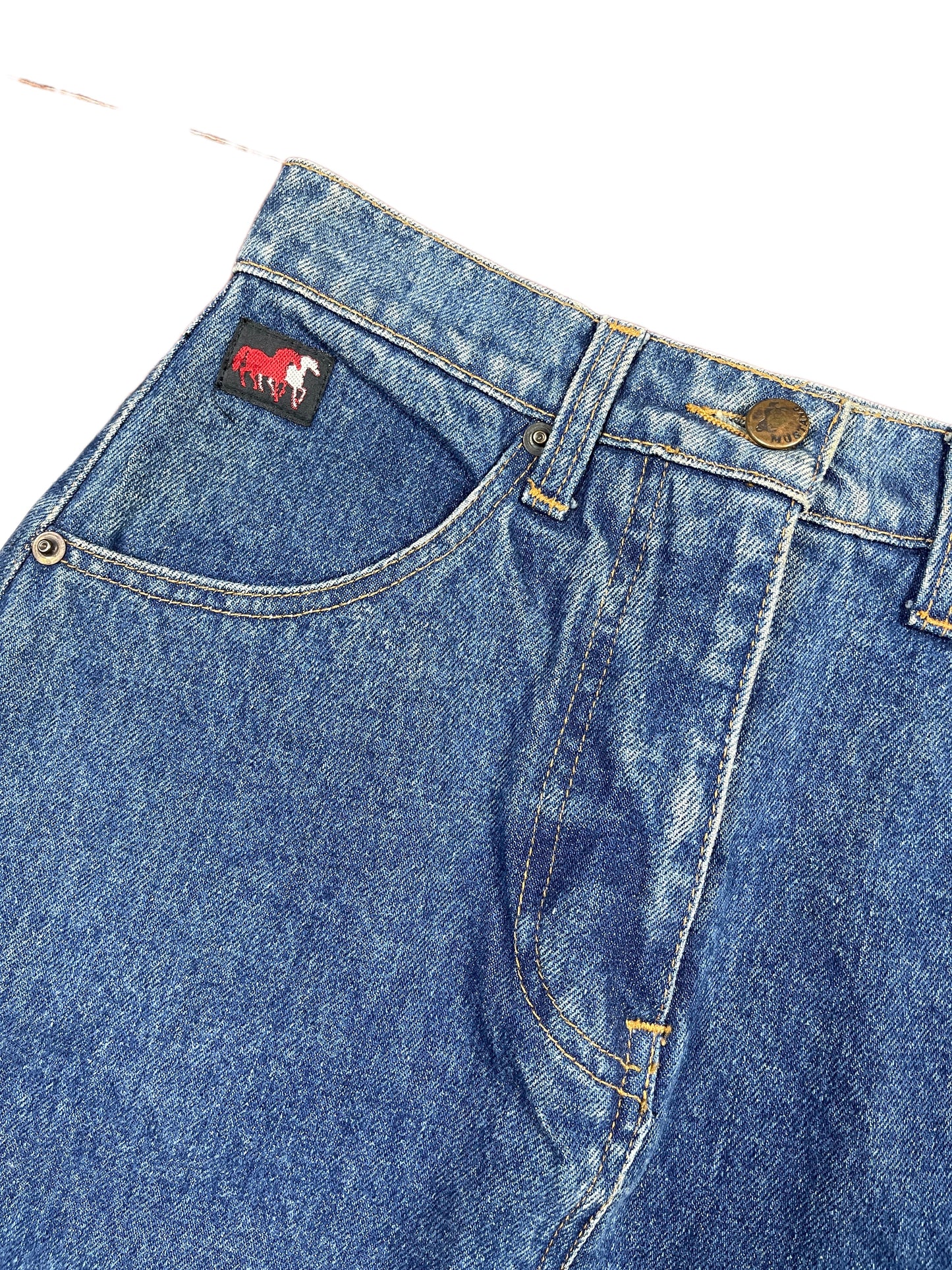 Vintage Mustang High Waist Denim Skirt Blue - S
