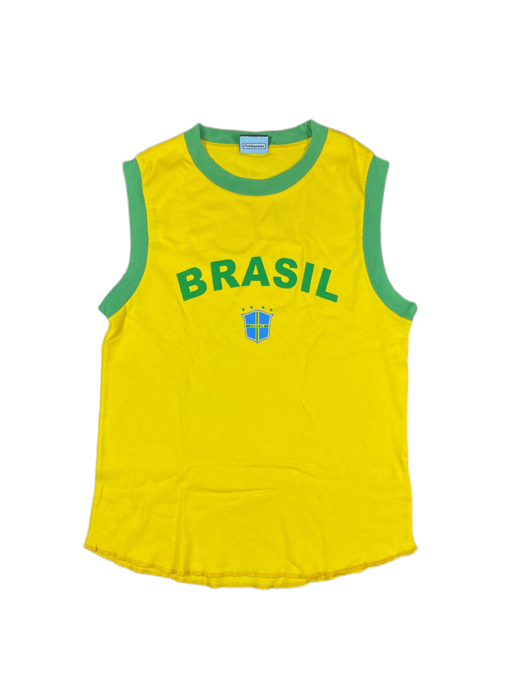 Y2k Fishbone Brasil Tank Top Yellow - M