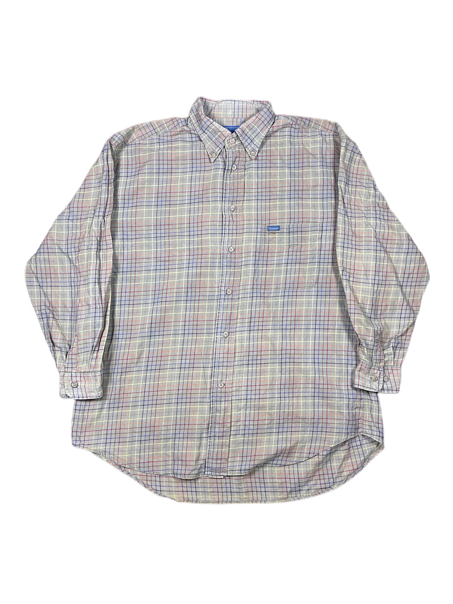 VIntage Faconnable Long Sleeve Shirt Checkered Khaki - XL
