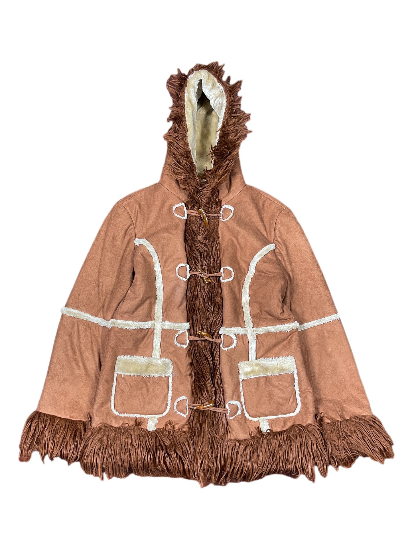 Vintage Heaven Faux Fur Coat Brown - L