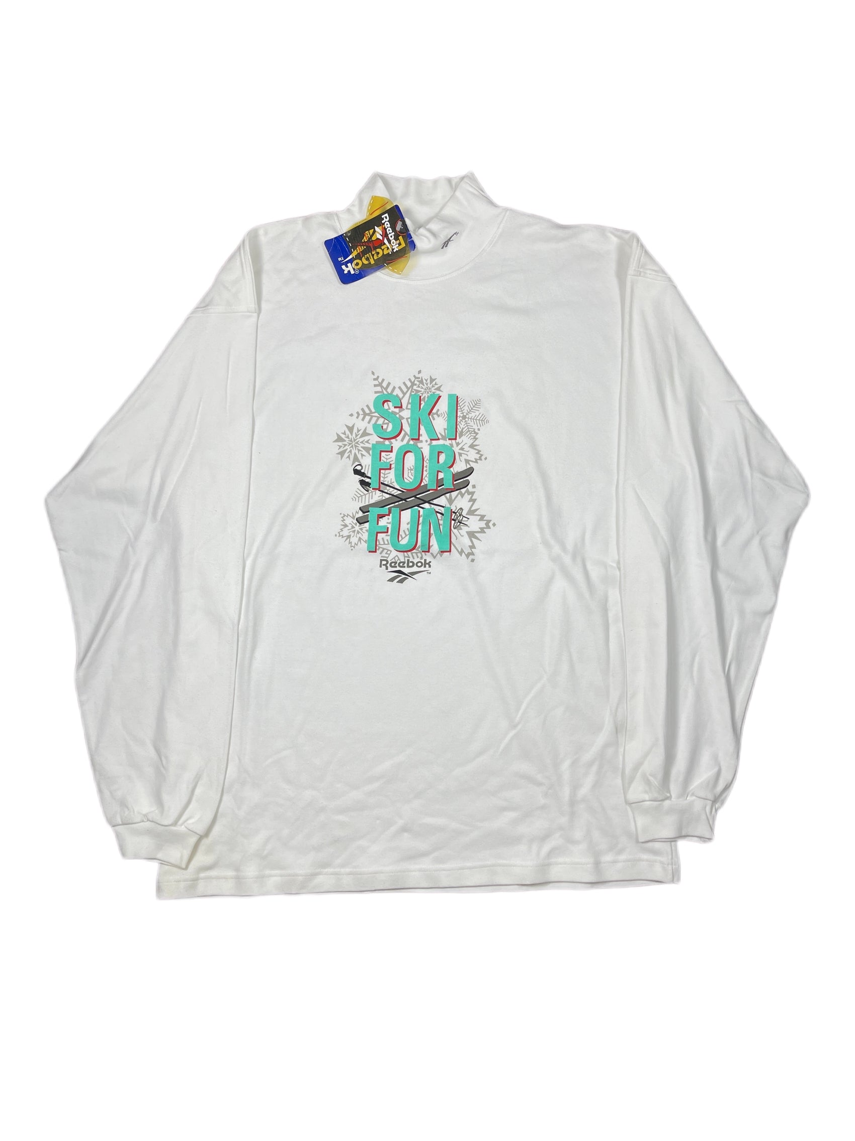 Vintage Reebok Turtleneck Sweatshirt White - XL