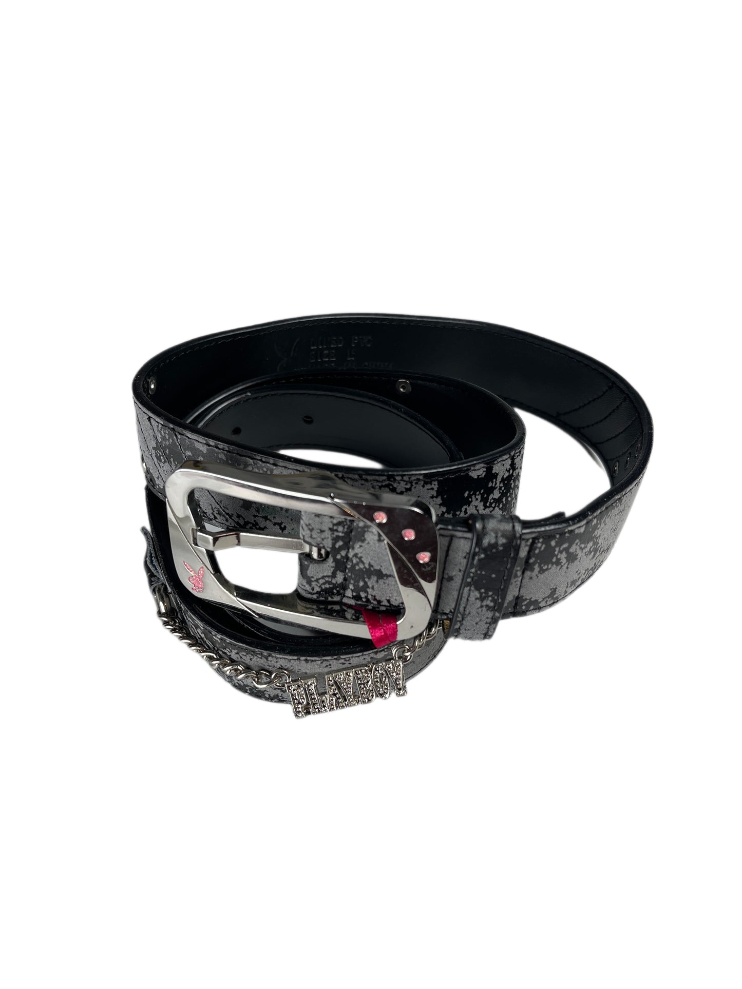 Y2k Playboy Belt Black Gray 2004