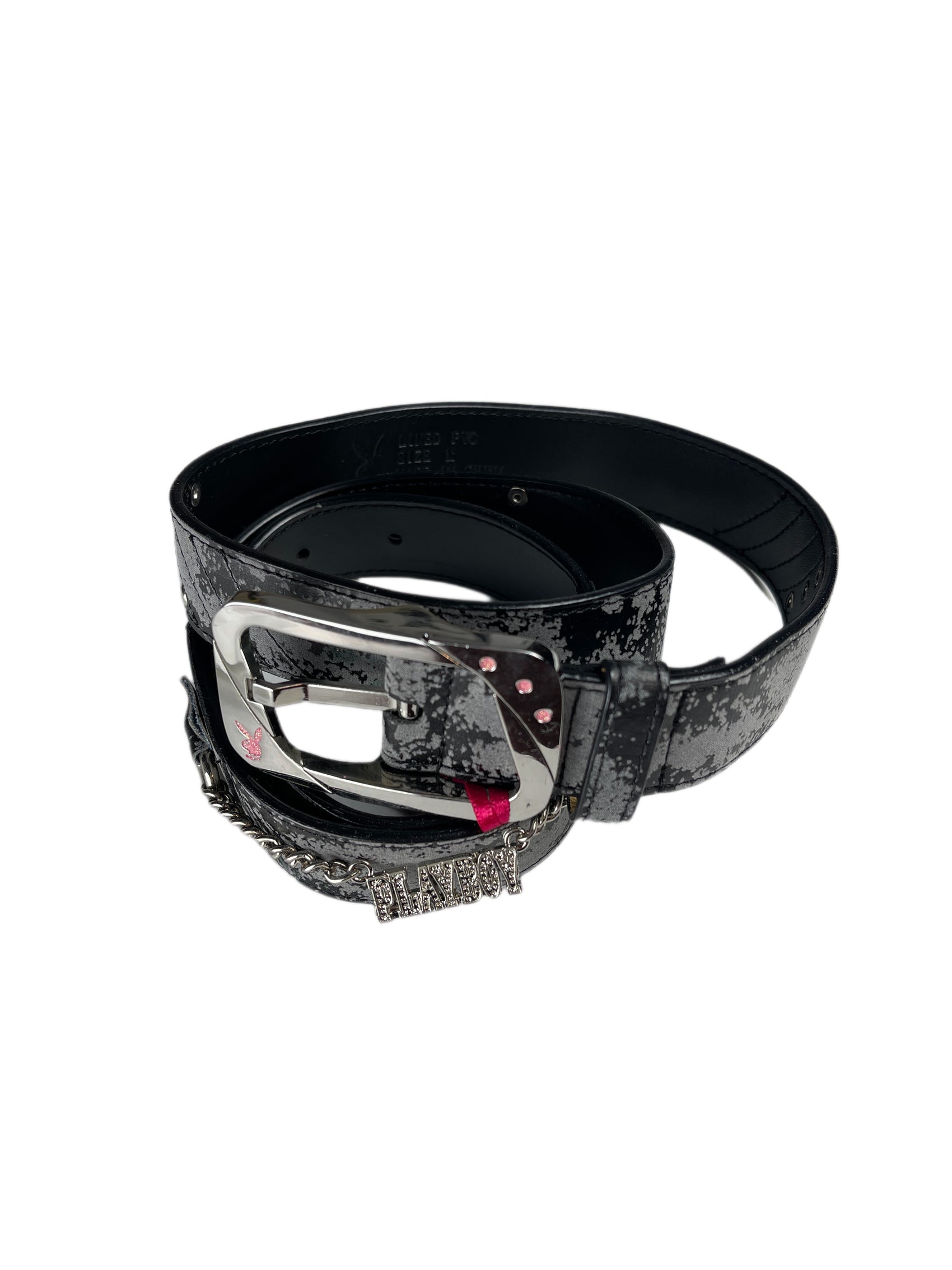 Y2k Playboy Belt Black Gray 2004