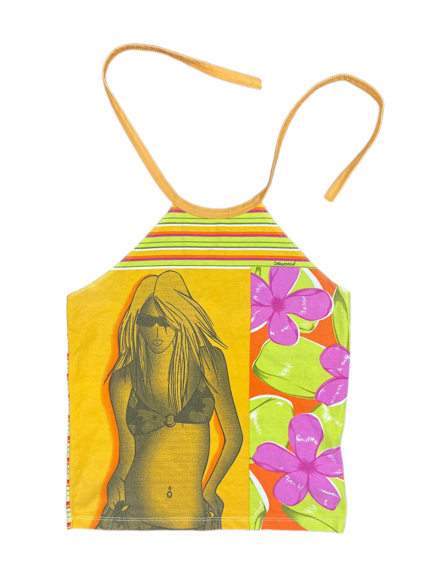 Y2k Seaworld Sleeveless Top Orange Multicolor - L