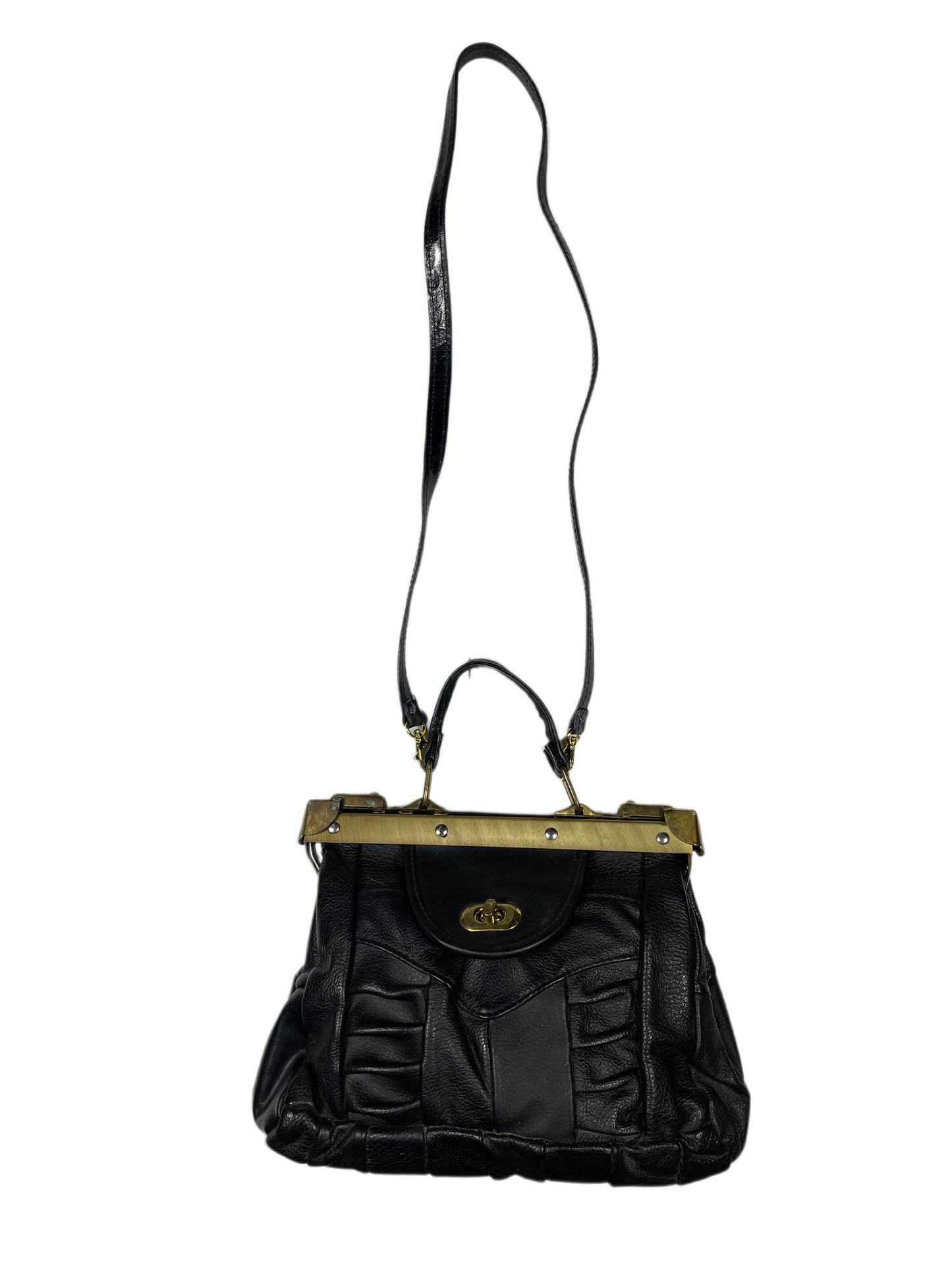 Vintage 70s Leather Shoulder Bag Black
