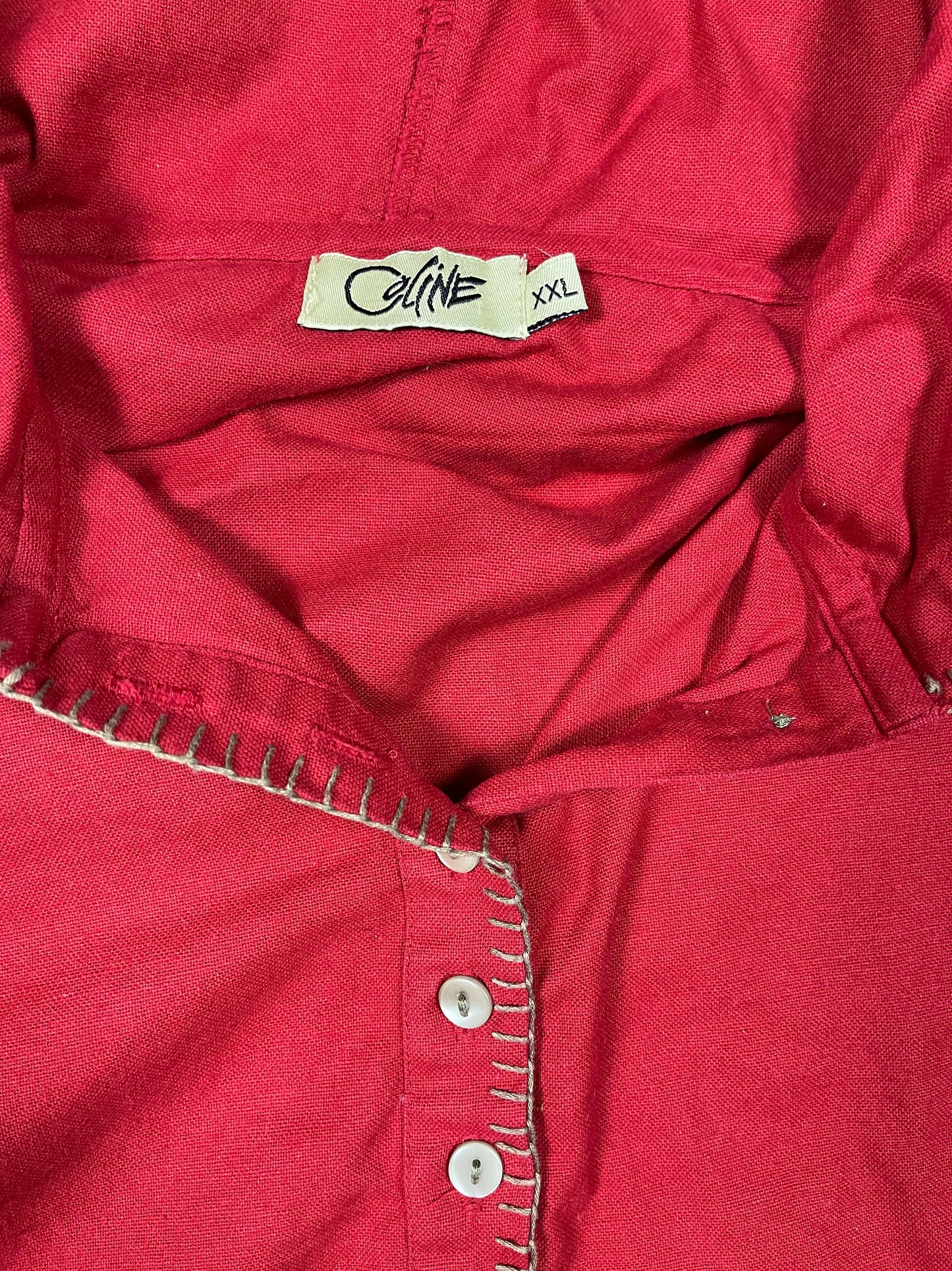 Vintage Coline Sleeveless Dress with Hood Red - XXL