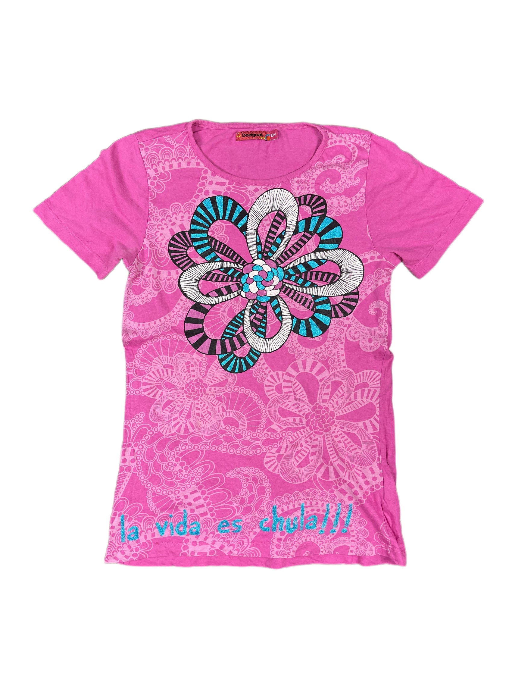 Y2k Desigual Short Sleeve Top Pink - XS