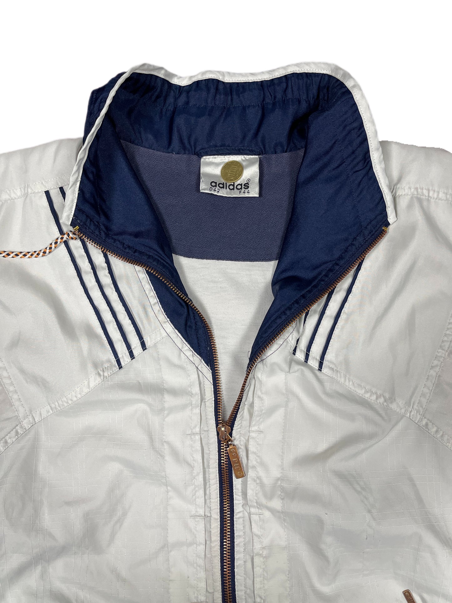 Vintage Adidas 1990s Sport Jacket White Navy - M/L