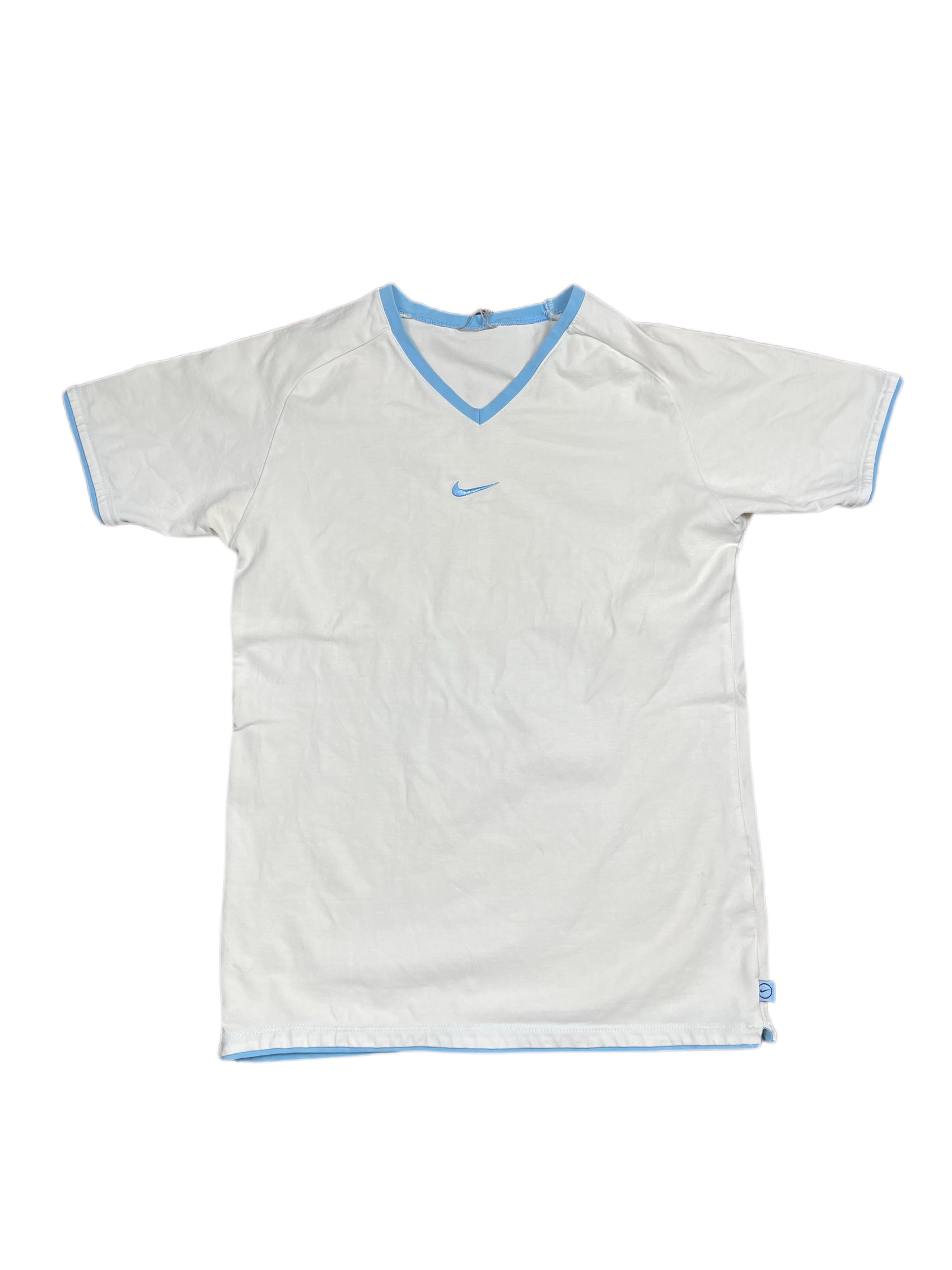 Y2k 2000s Nike Short Sleeve Top White Blue M