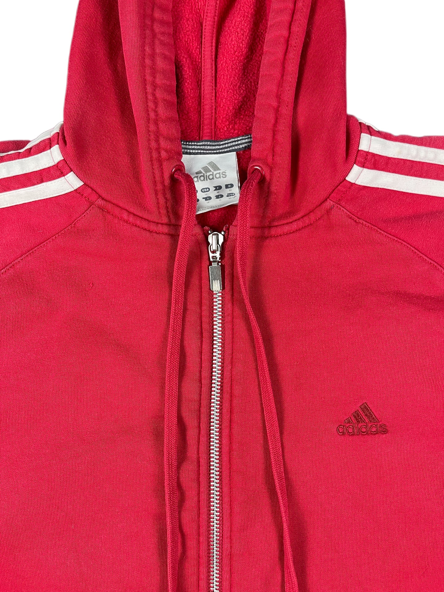 Y2k Adidas Hoodie Zip Sweater Jacket Red - M