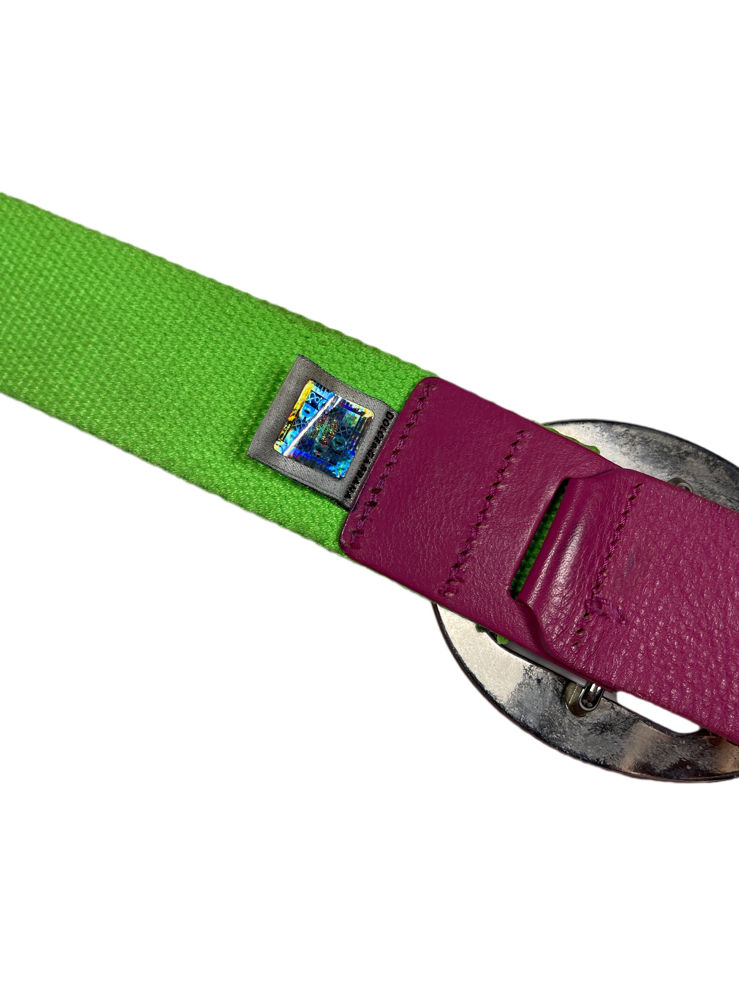 Y2k Dolce & Gabbana 2000s Leather Cotton Belt Neon Green Pink