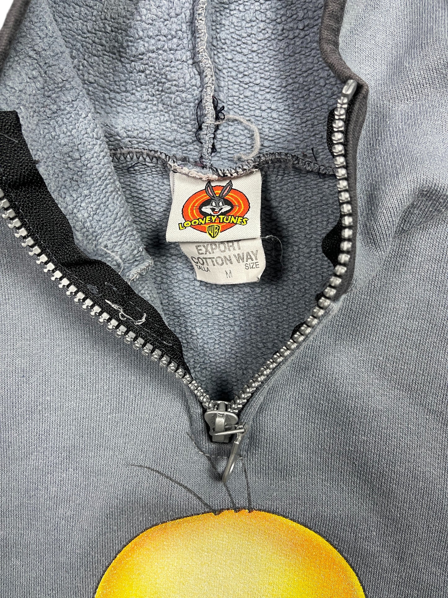 Vintage Looney Tunes Tweety Warner Bros Hoodie Gray Yellow - M
