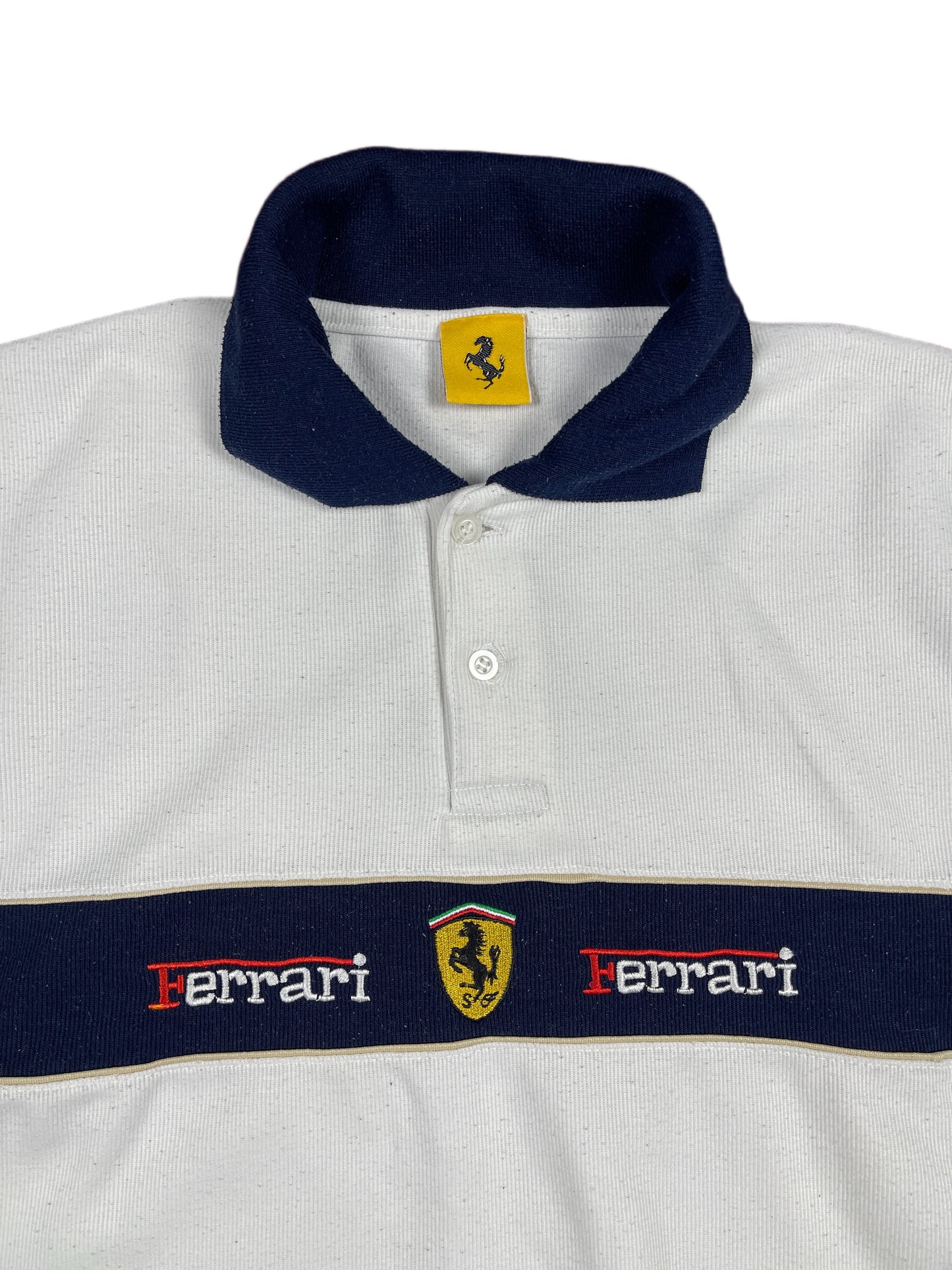 Vintage Ferrari 1996 Polo Sweatshirt White - XL