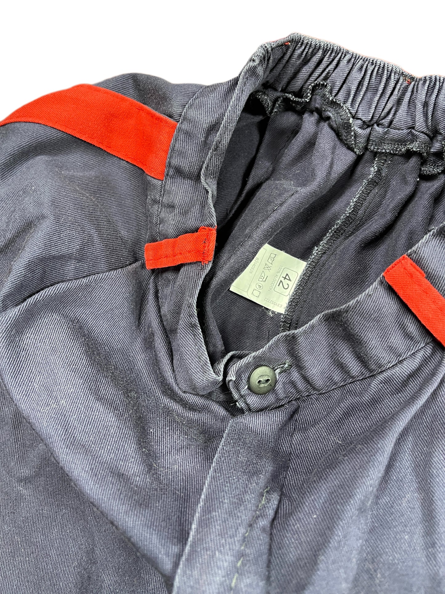 Vintage Cargo Working Pants Workwear Navy Red - XL