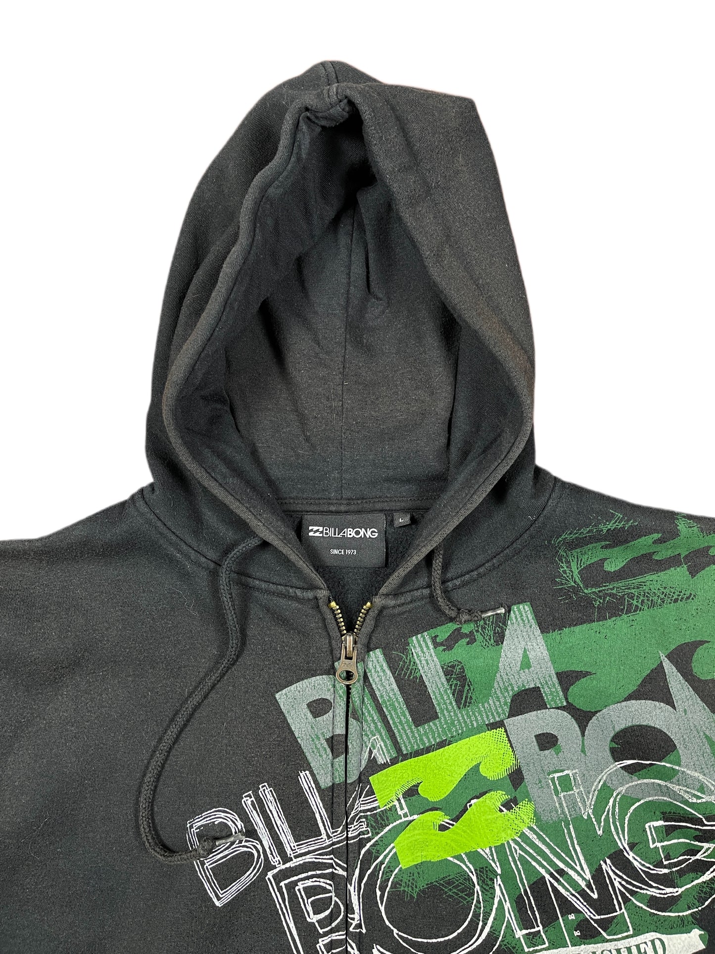 Y2k Billabong Zip Hoodie Washed Out Black - L