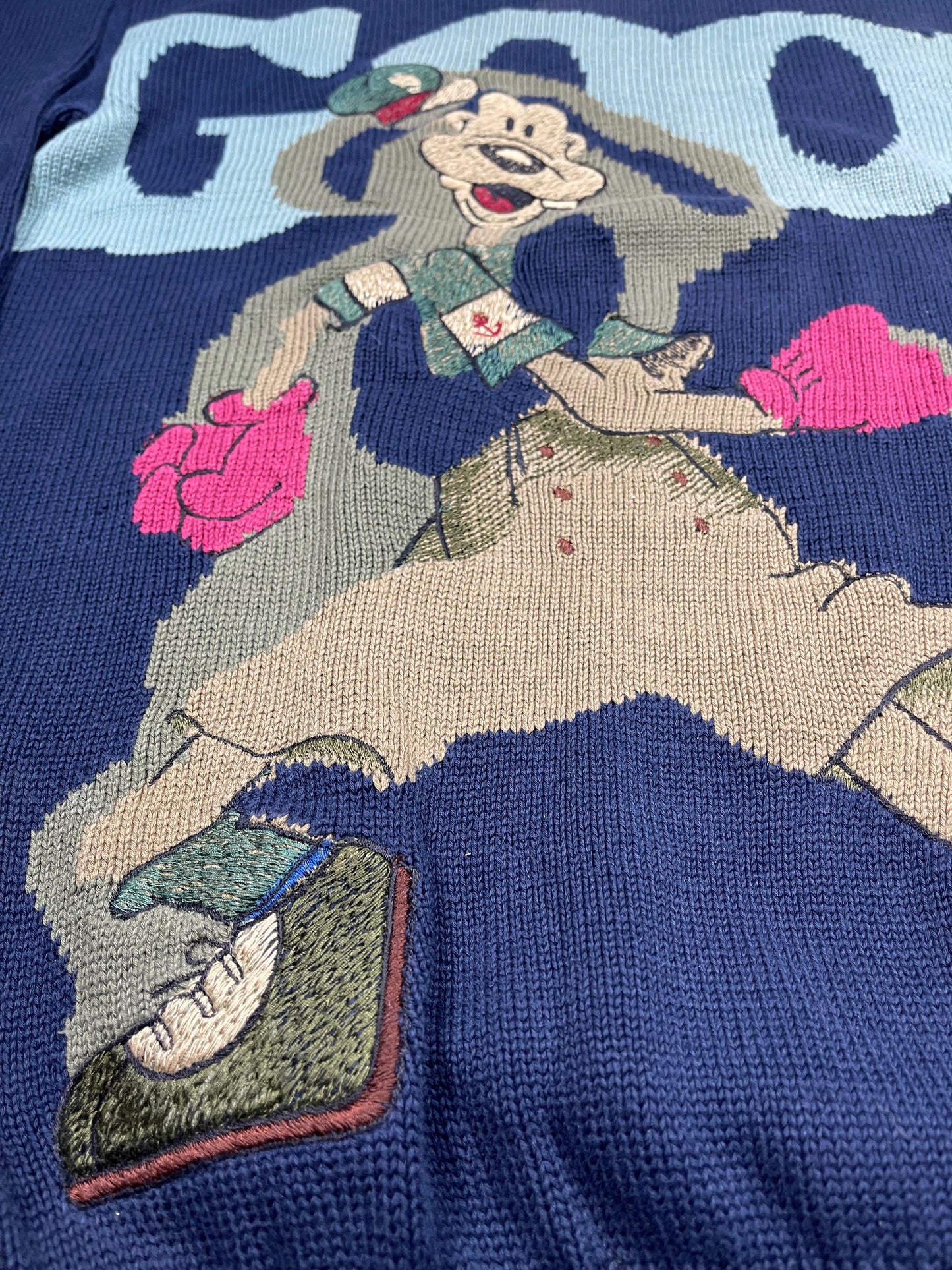 Vintage Iceberg Goofy 1990s Knitted Sweatshirt Navy - XXL