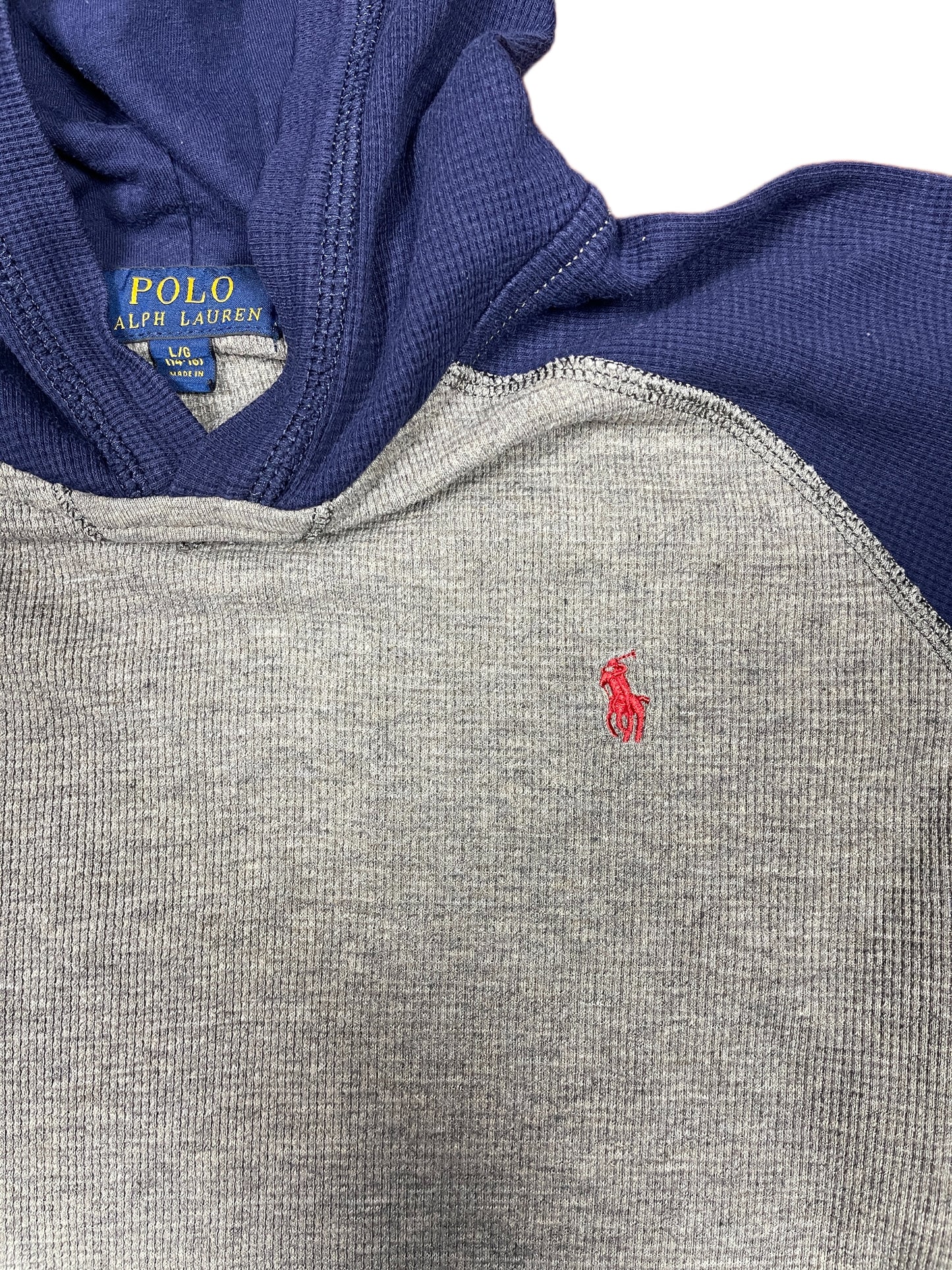 Y2k Polo Ralph Lauren Hoodie Sweatshirt Gray Blue - XS