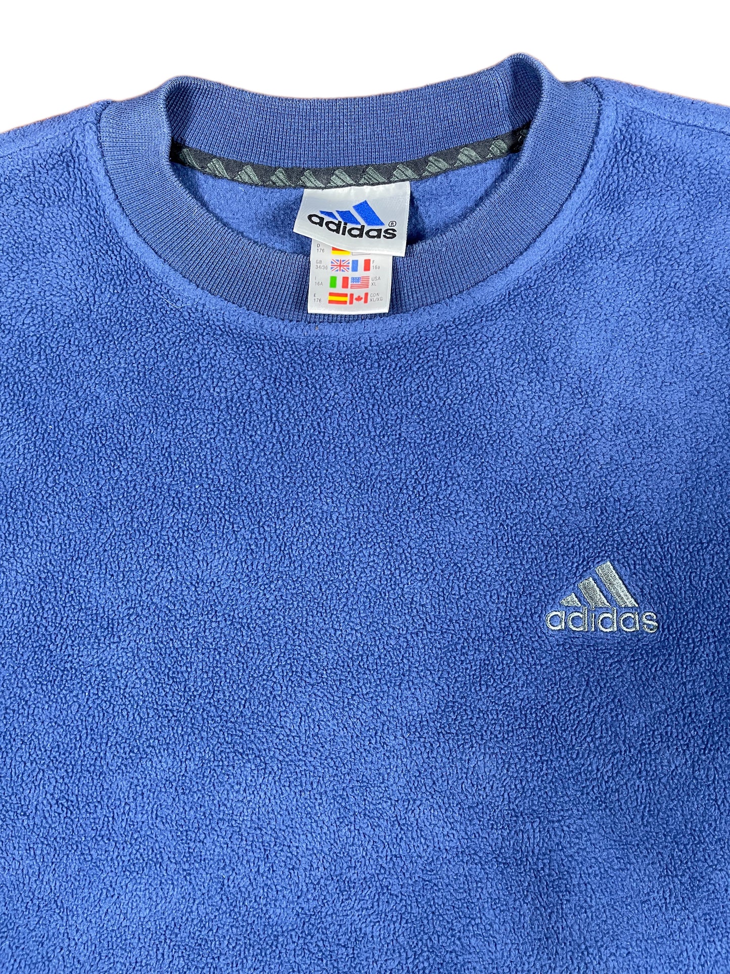 Vintage Adidas Fleece Sweatshirt Blue - M