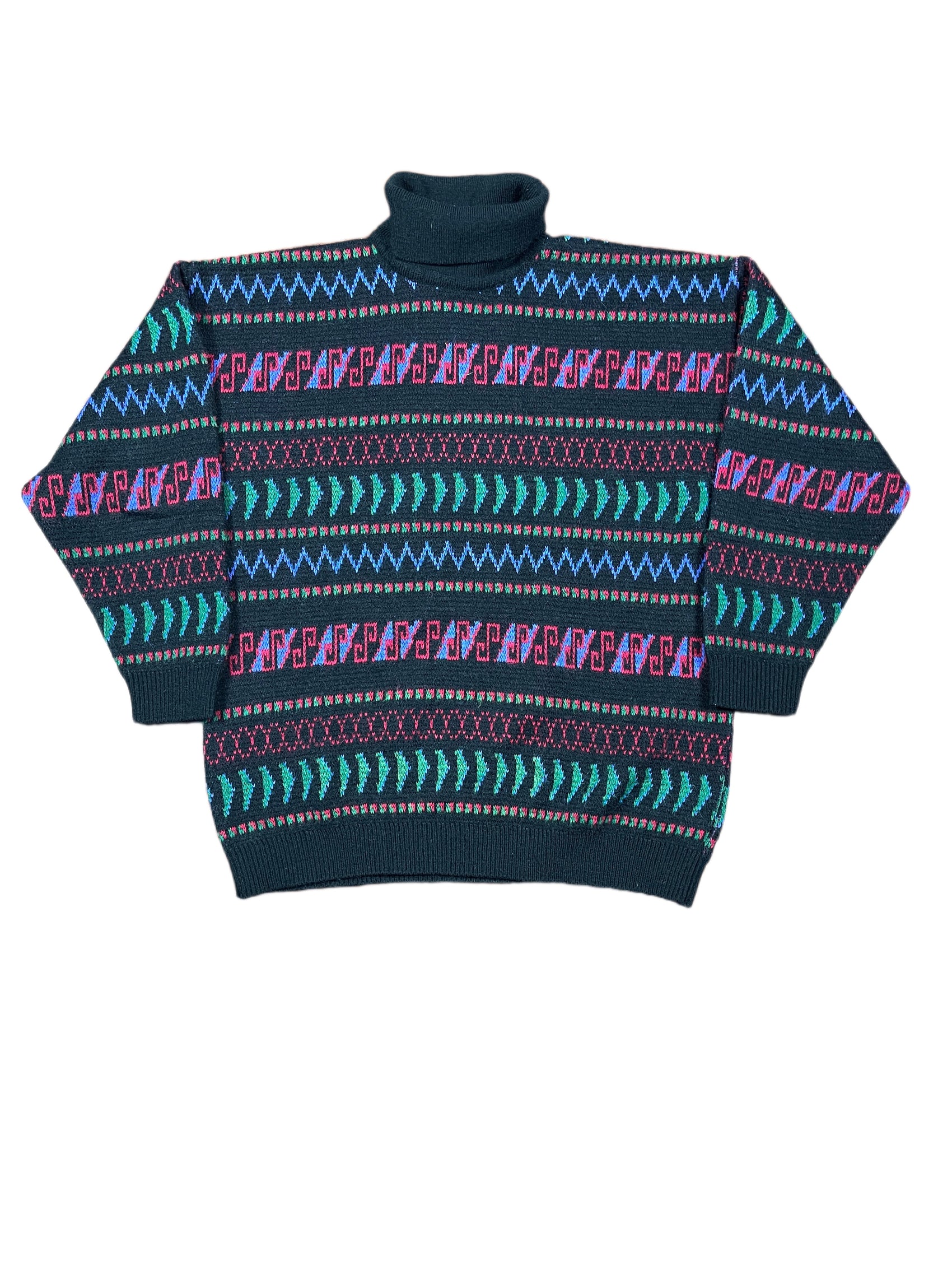 Vintage Contidien Knitted Sweatshirt Black Multicolor - XL