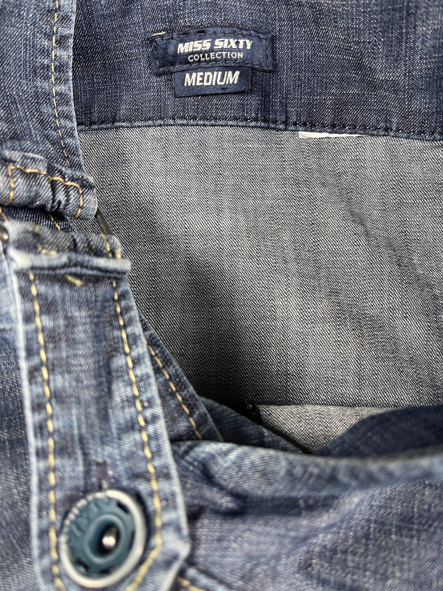 Y2k Miss Sixty Denim Sleeveless Dress Blue - M